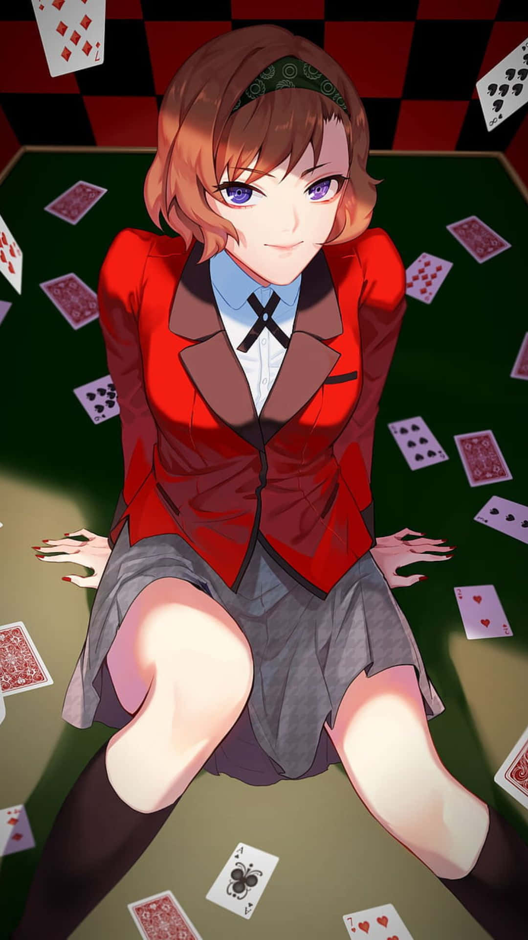 Itsuki Sumeragi, red blazer, green felt floor, Full HD Phone Wallpaper