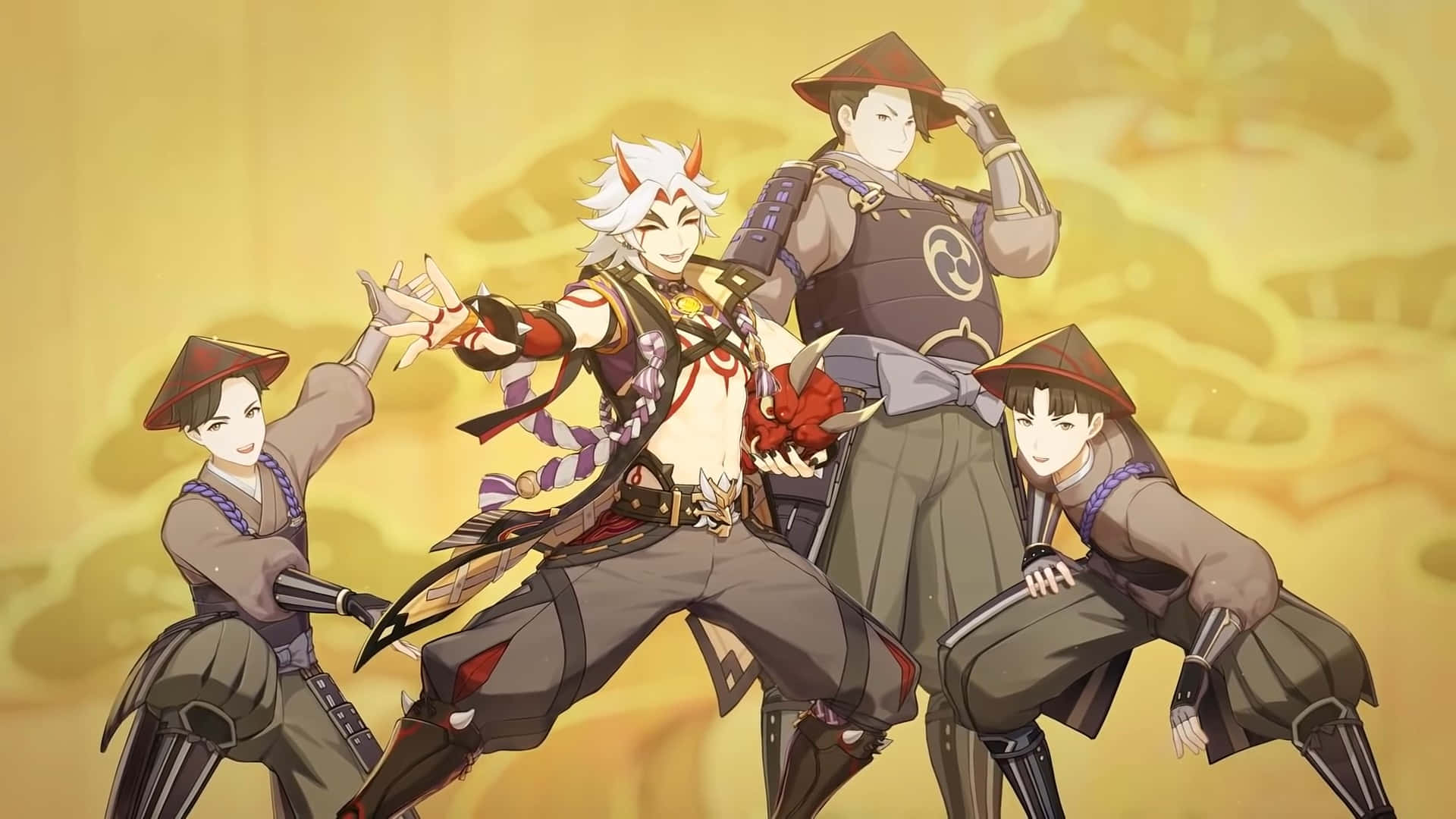 Itto, Genshin Impact, anime-style, Full HD Desktop Wallpaper