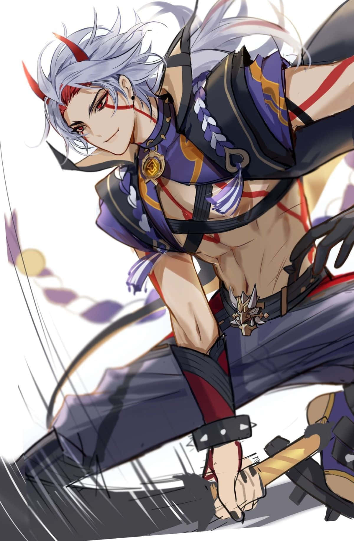 Itto, Genshin Impact, silver hair, HD Phone Wallpaper