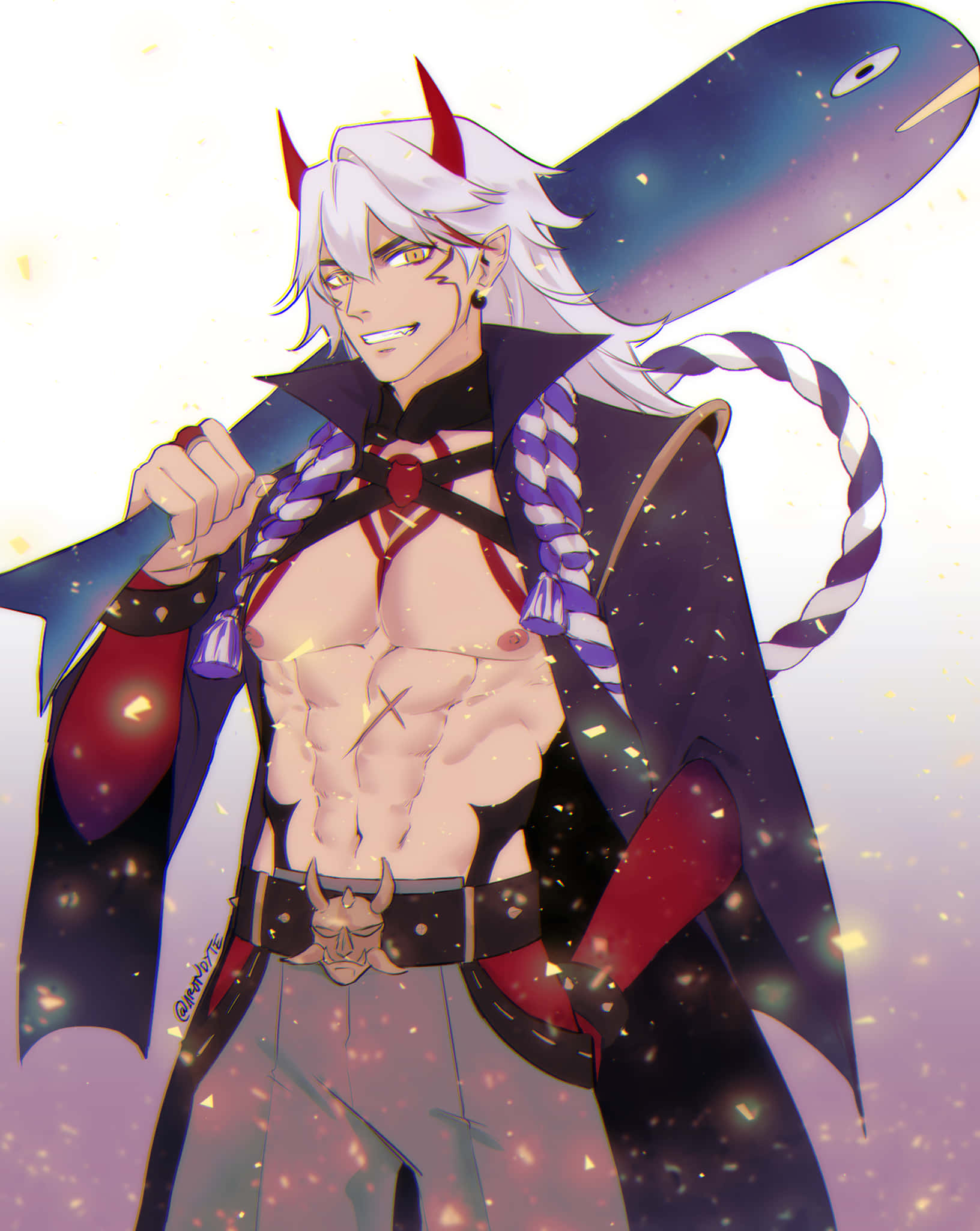 Itto, Genshin Impact, white hair, Full HD Phone Wallpaper