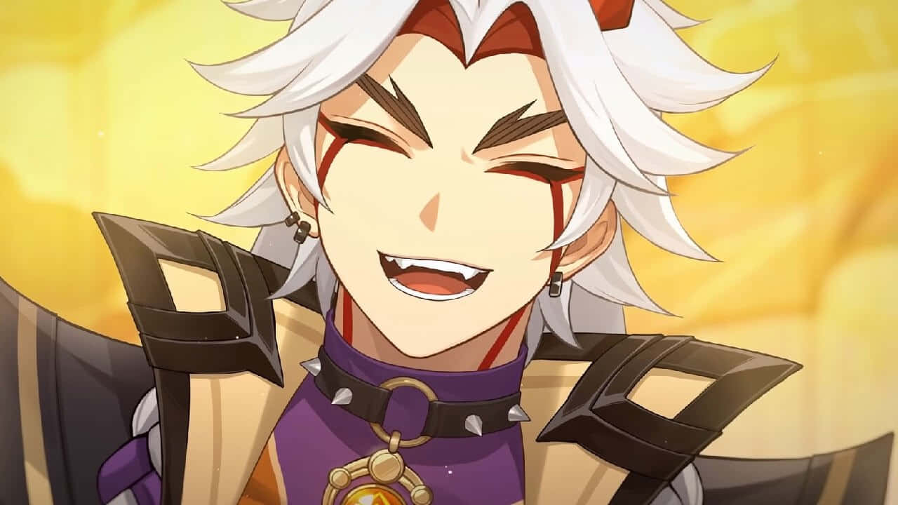 Itto, Genshin Impact, white hair, HD Desktop Wallpaper