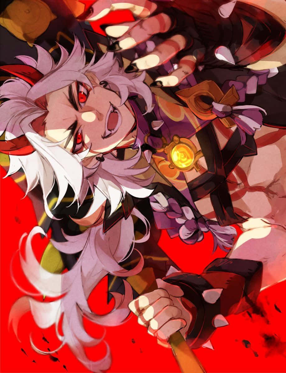 Itto Genshin Impact, white hair, red eyes, SD Phone Wallpaper