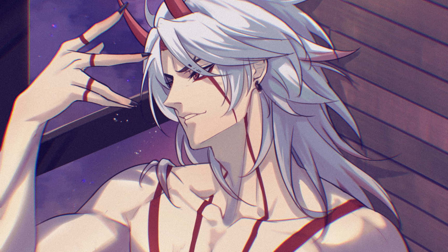 Itto, Genshin Impact, silver-haired, HD Desktop Wallpaper