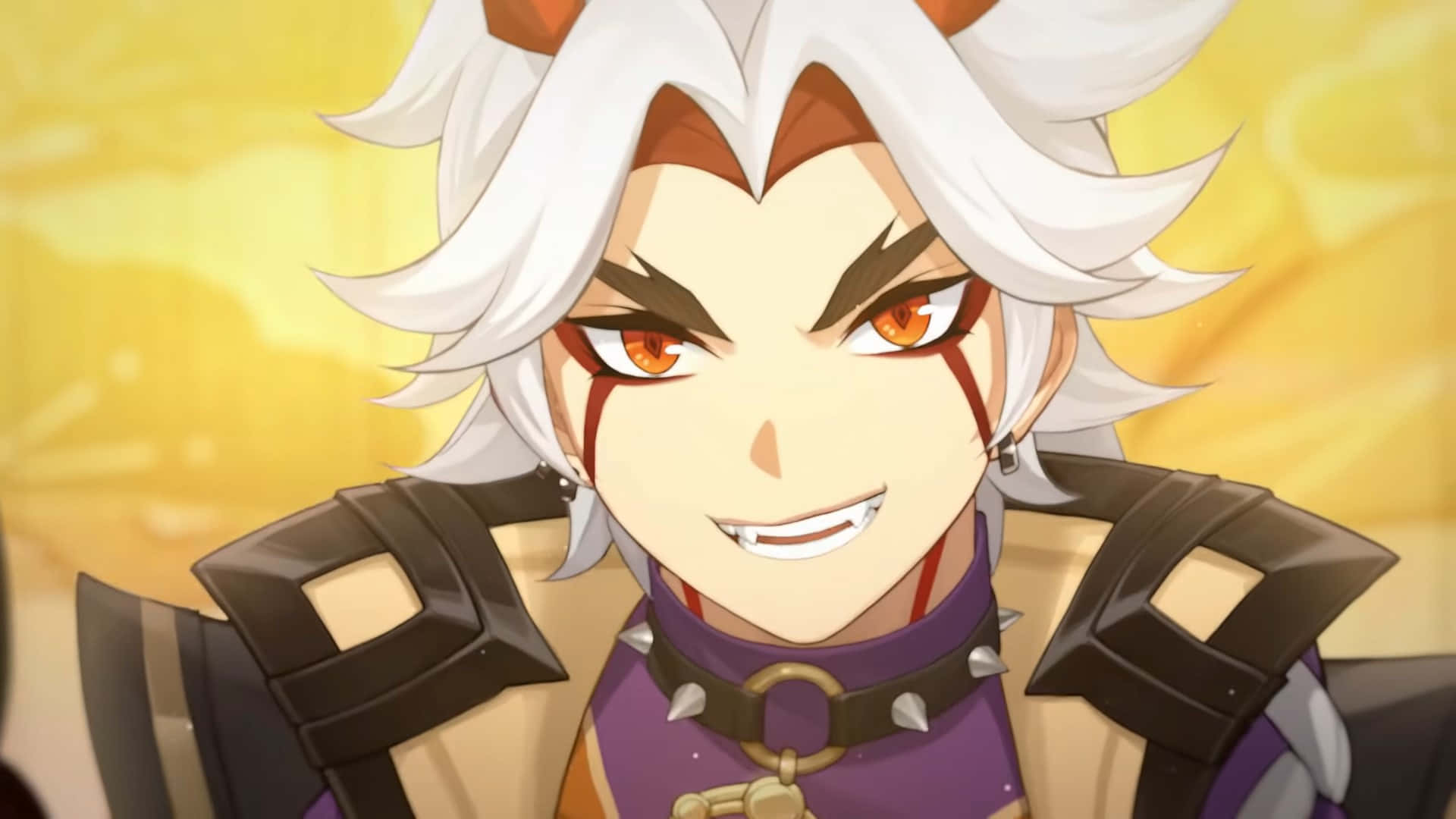 Itto, Genshin Impact, white hair, Full HD Desktop Wallpaper