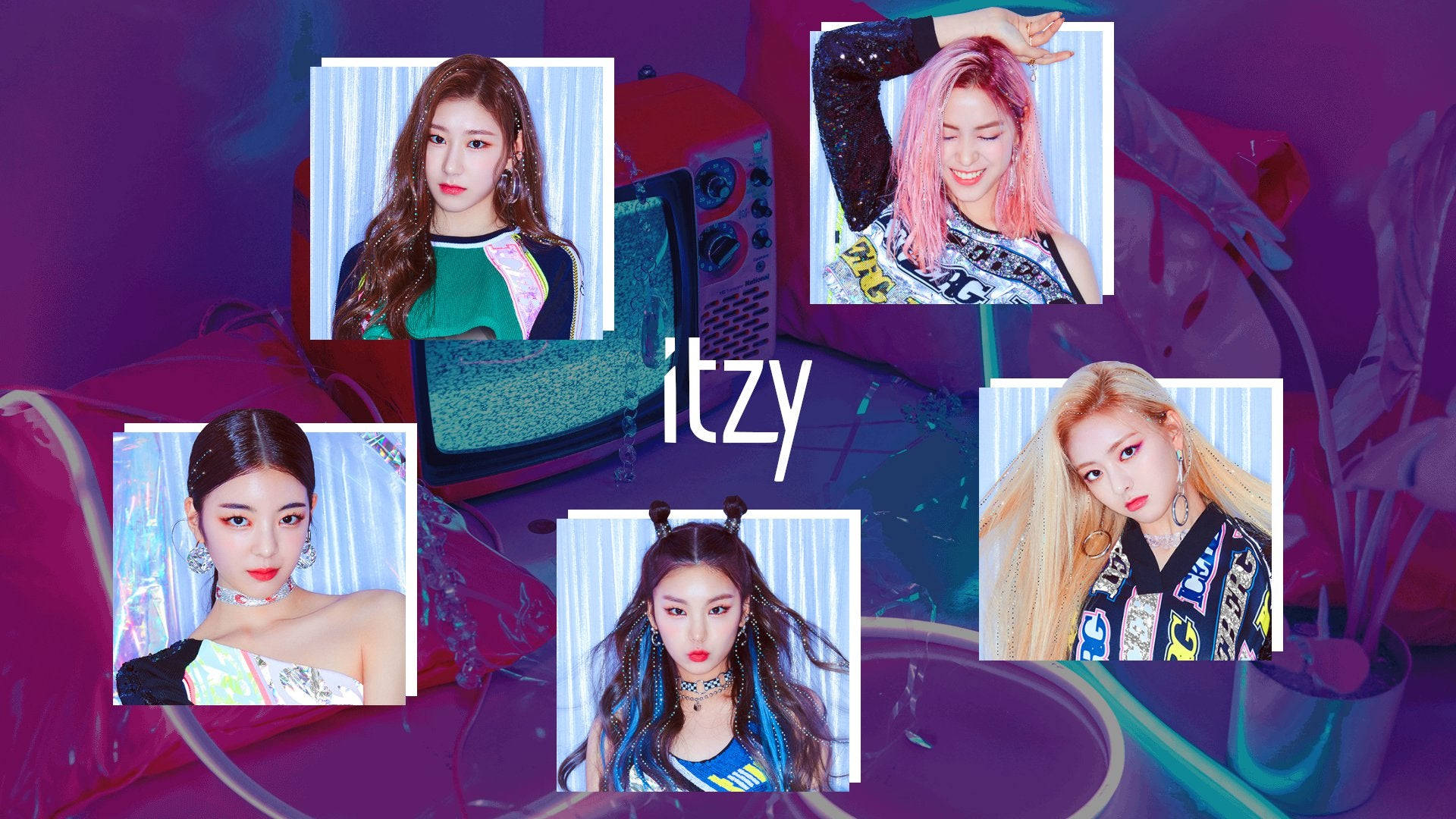 ITZY, K-pop idols, vibrant outfits, Full HD Desktop Wallpaper