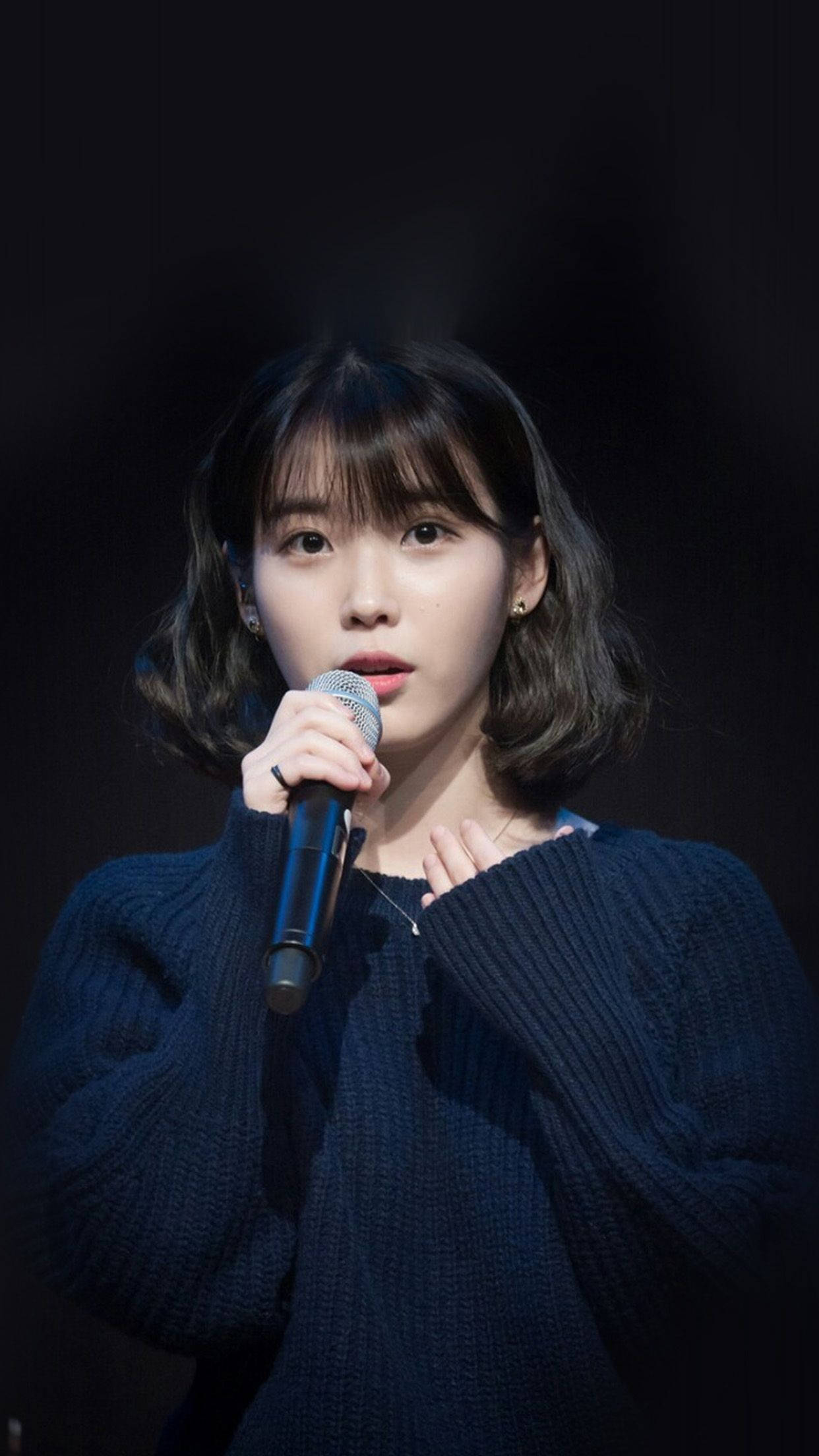 IU, short fringe hair, dark hair, Full HD Phone Wallpaper