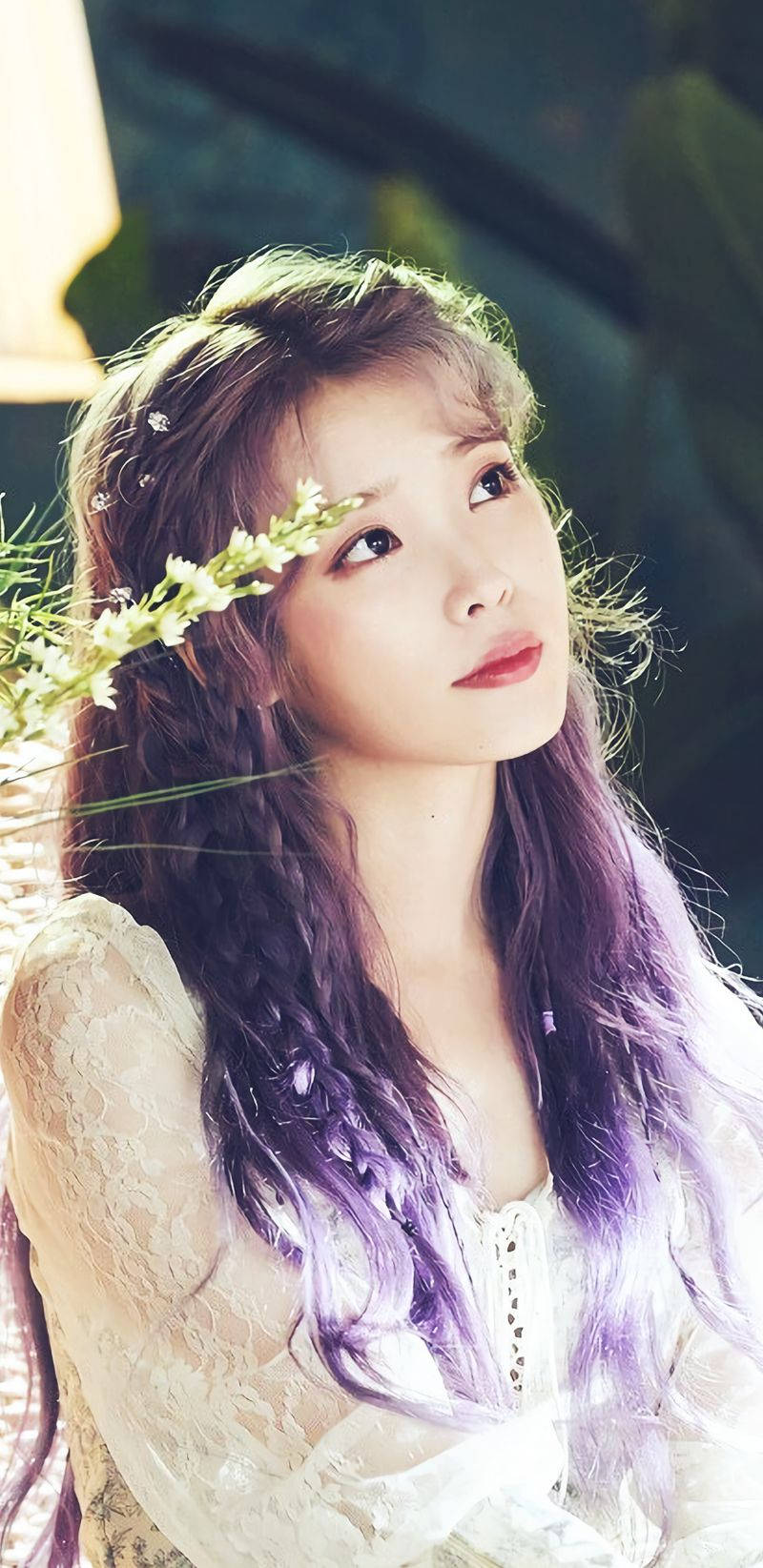IU, purple hair, braided hair, HD Phone Wallpaper