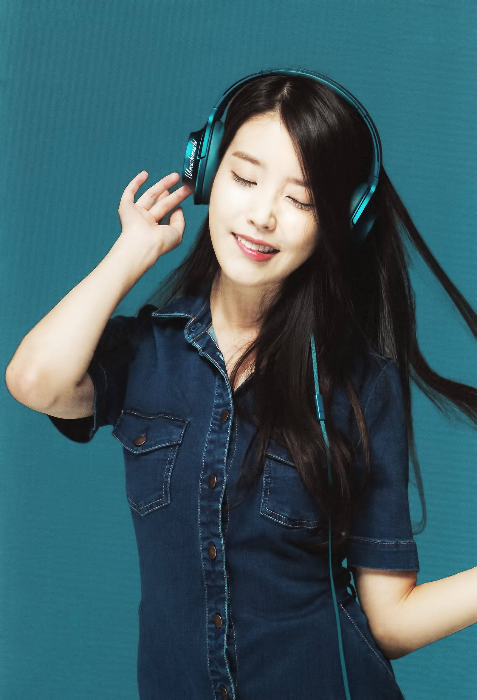 IU, denim, headphone, Full HD Phone Wallpaper
