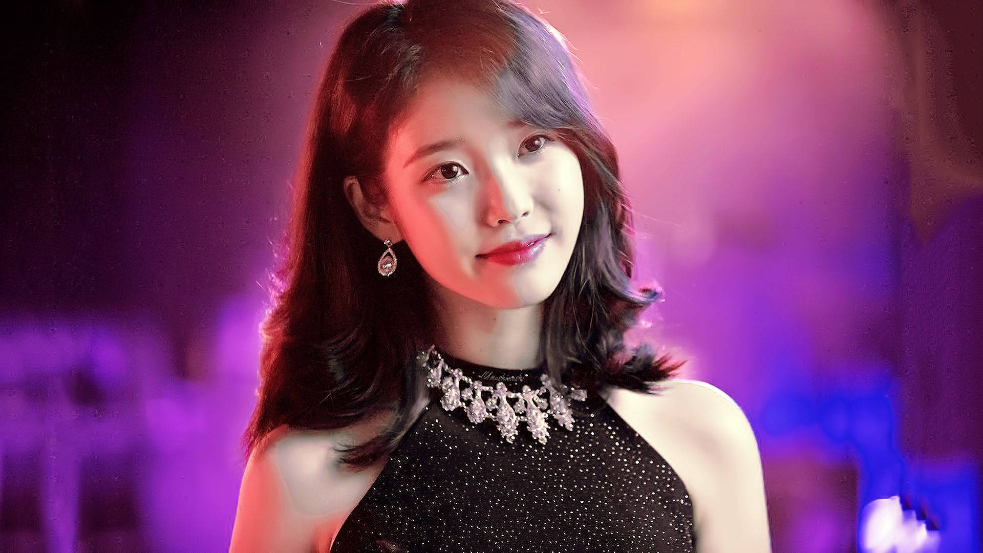 IU, dazzling dress, dark hair, Full HD Desktop Wallpaper