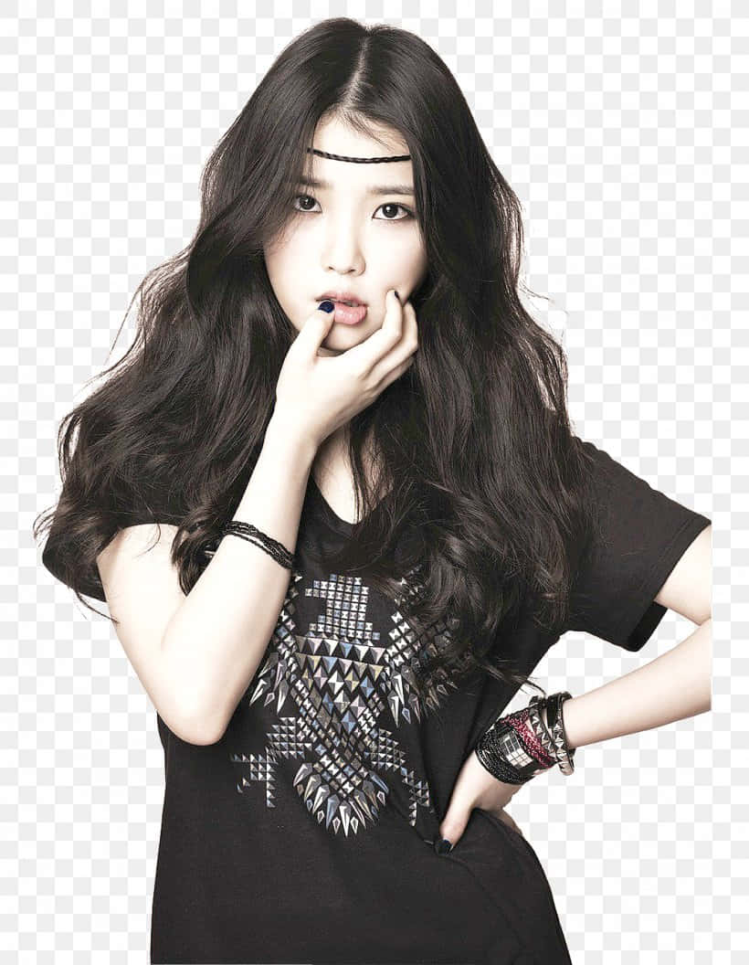 IU, forehead band, long dark hair, SD Phone Wallpaper
