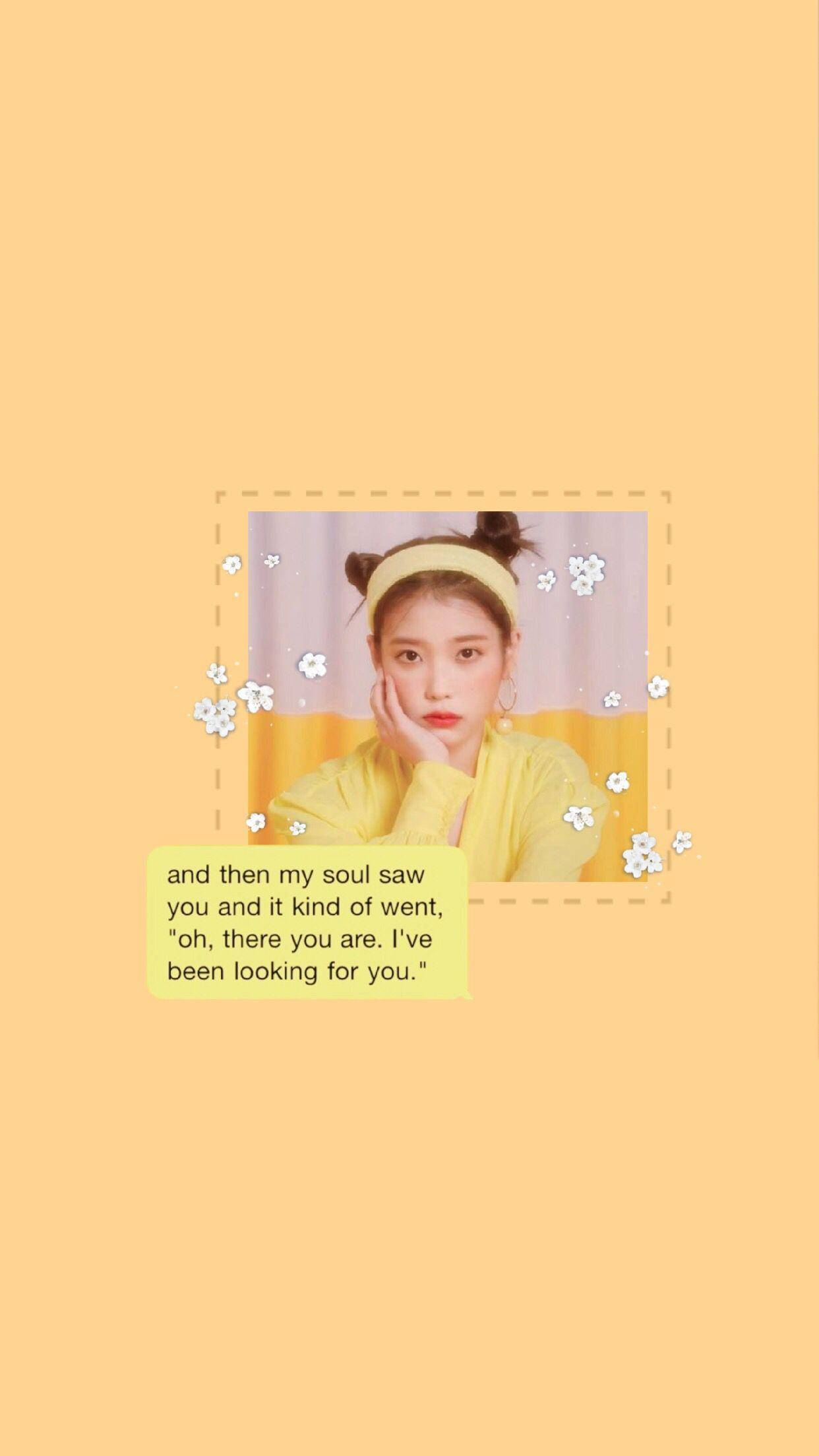 IU, yellow outfit, pastel background, Full HD Phone Wallpaper