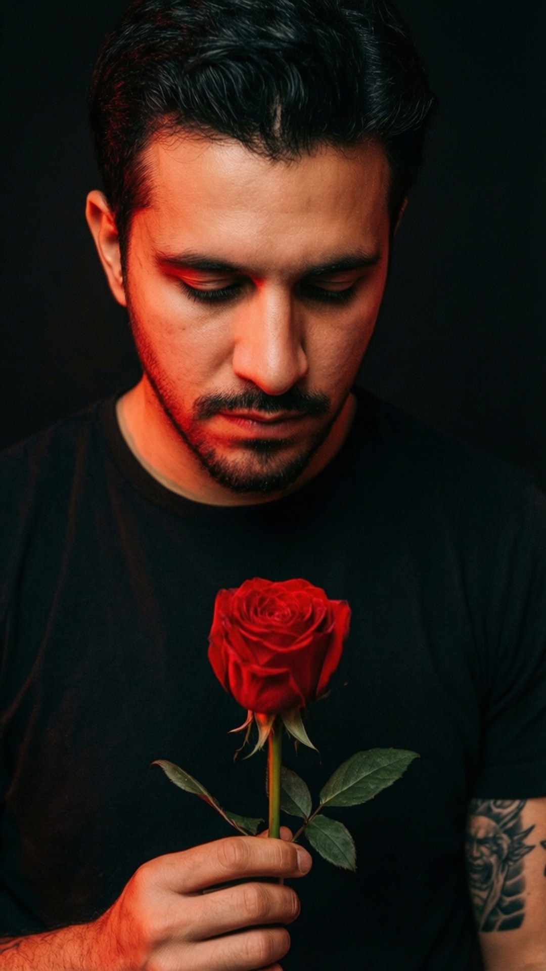 Ivan Cornejo, red rose, dark, Full HD Phone Wallpaper