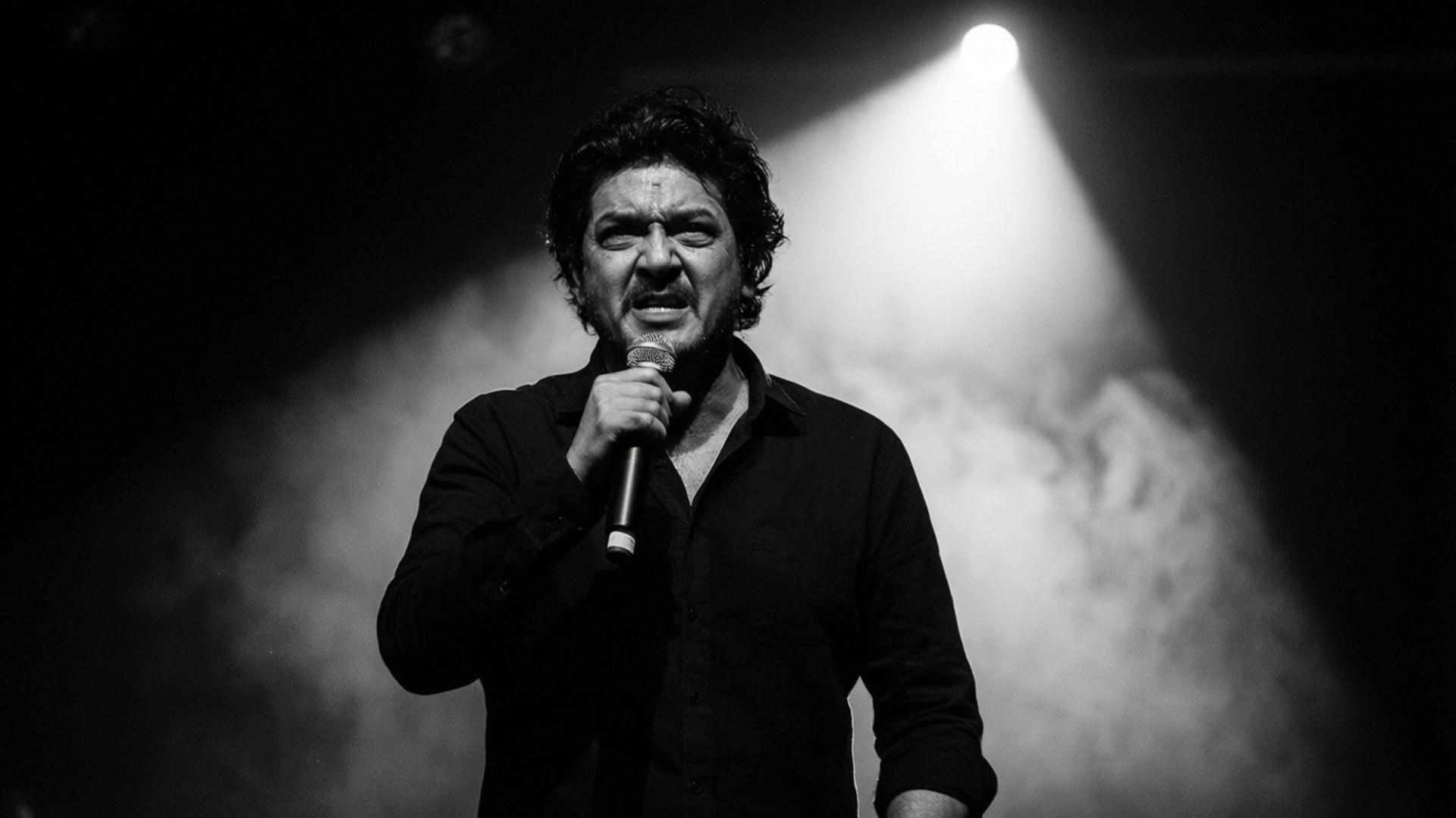 Ivan Cornejo, spotlight, monochrome mood, Full HD Desktop Wallpaper