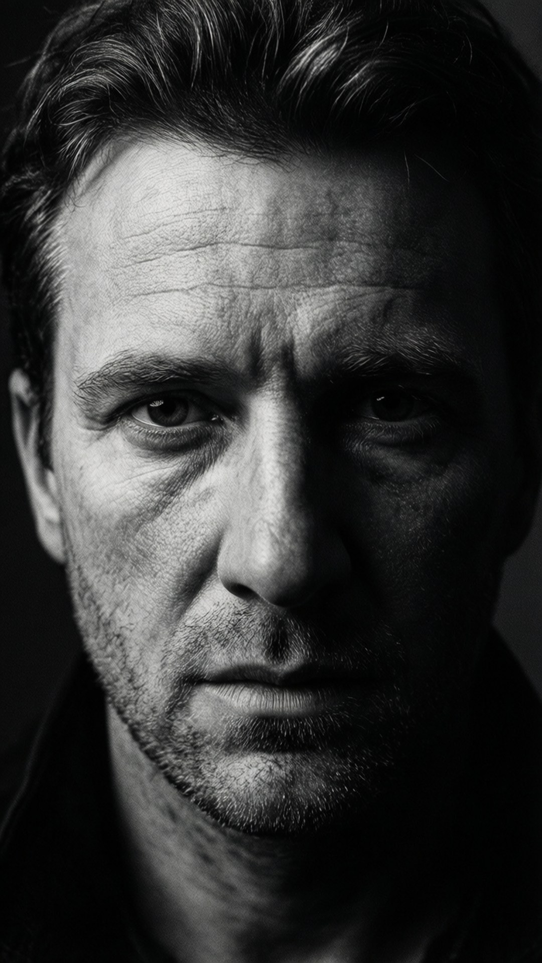 Ivan Ljubicic, black and white, moody portrait, Full HD Phone Wallpaper