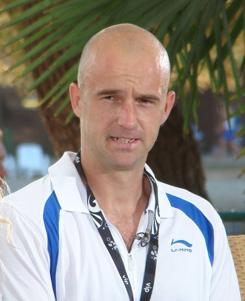 Ivan Ljubicic, Li-Ning polo shirt, white and blue, SD Phone Wallpaper