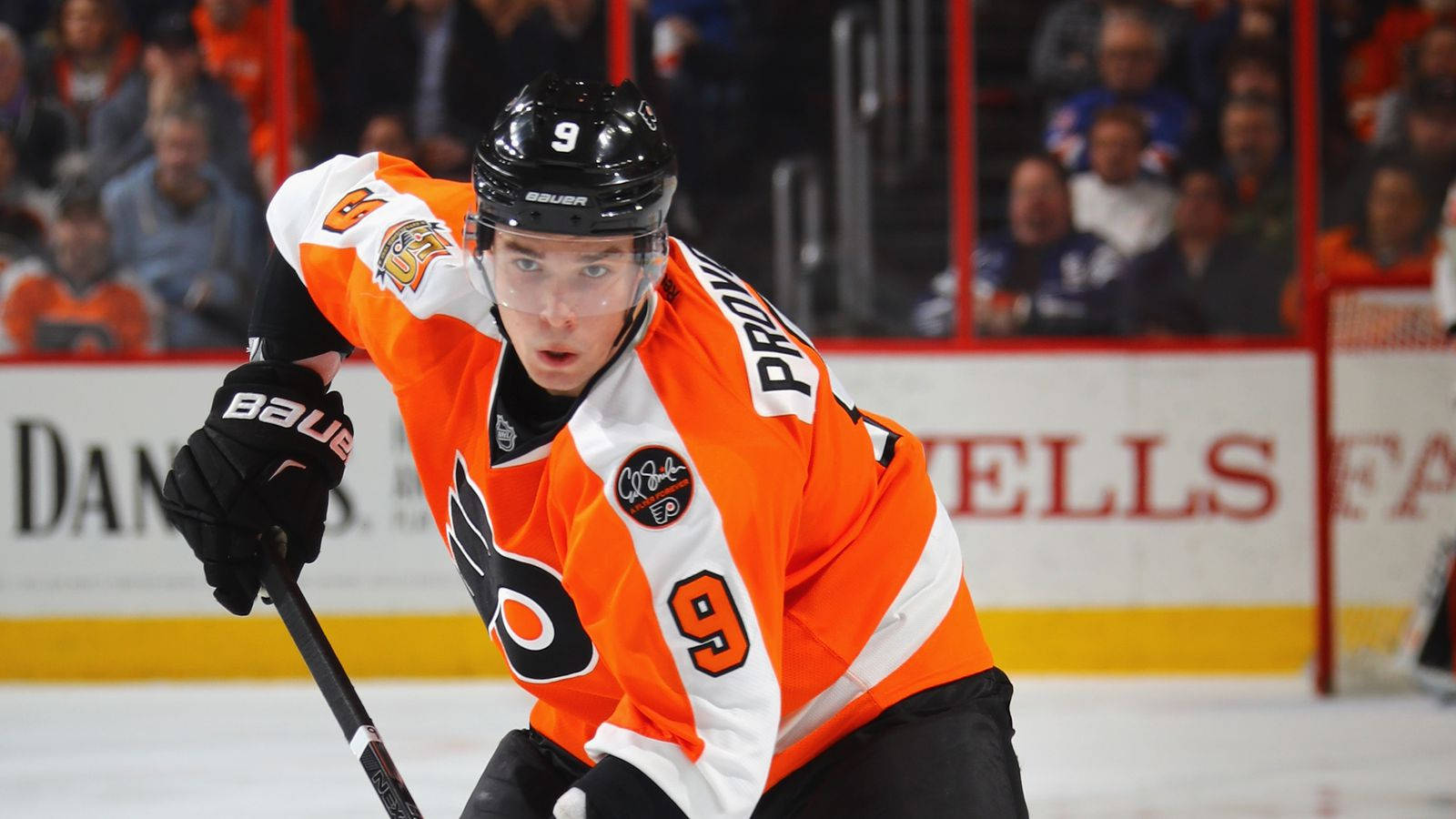 Ivan Provorov, orange and black gear, ice hockey player, HD Desktop Wallpaper