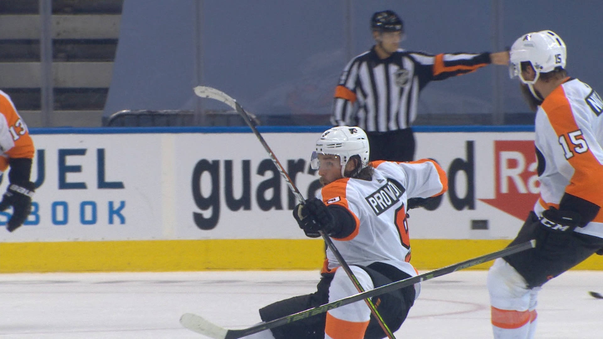 Ivan Provorov, white and orange uniform, ice rink, Full HD Desktop Wallpaper