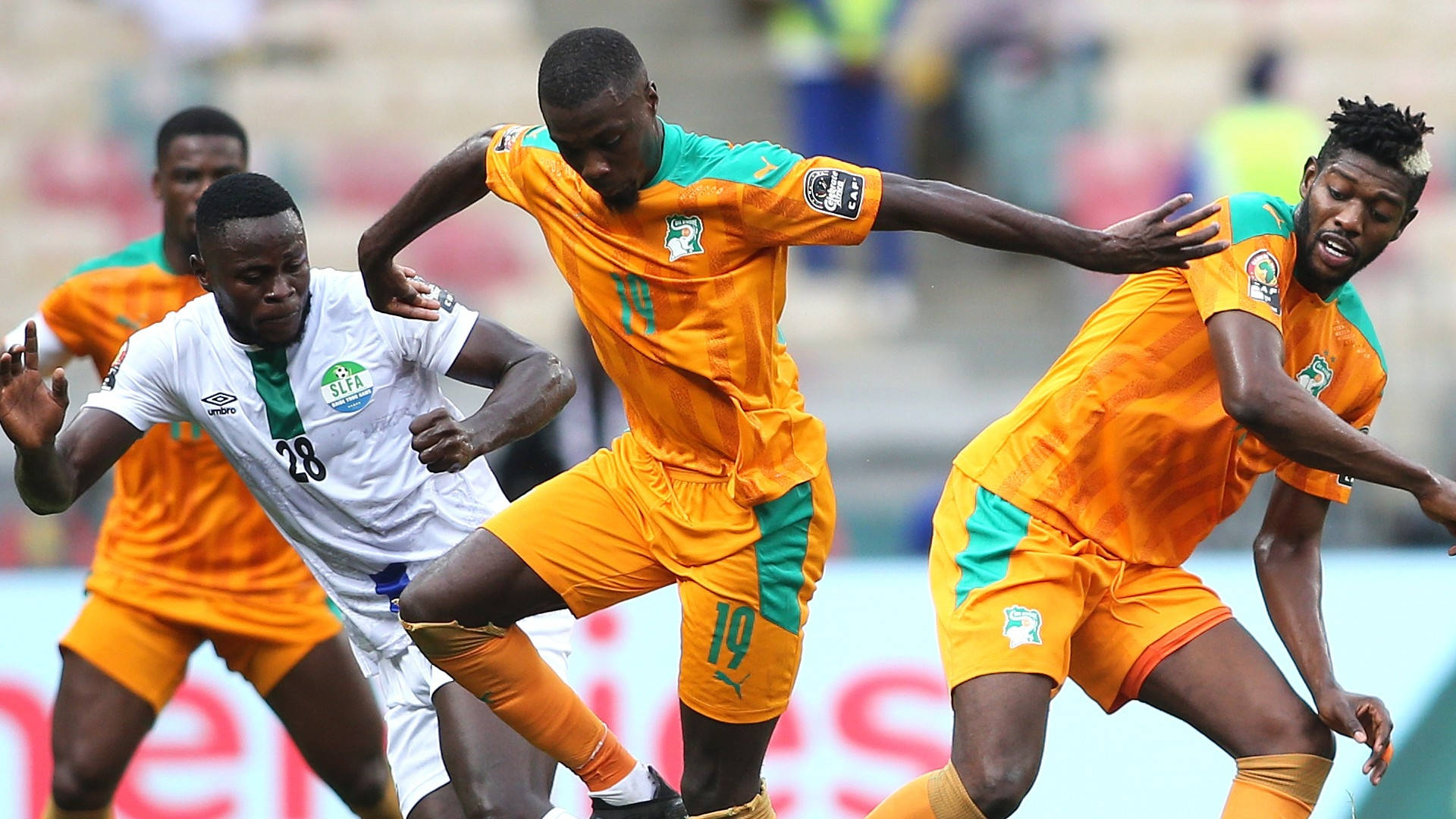 Ivory Coast, orange and green jerseys, soccer players, Full HD Desktop Wallpaper