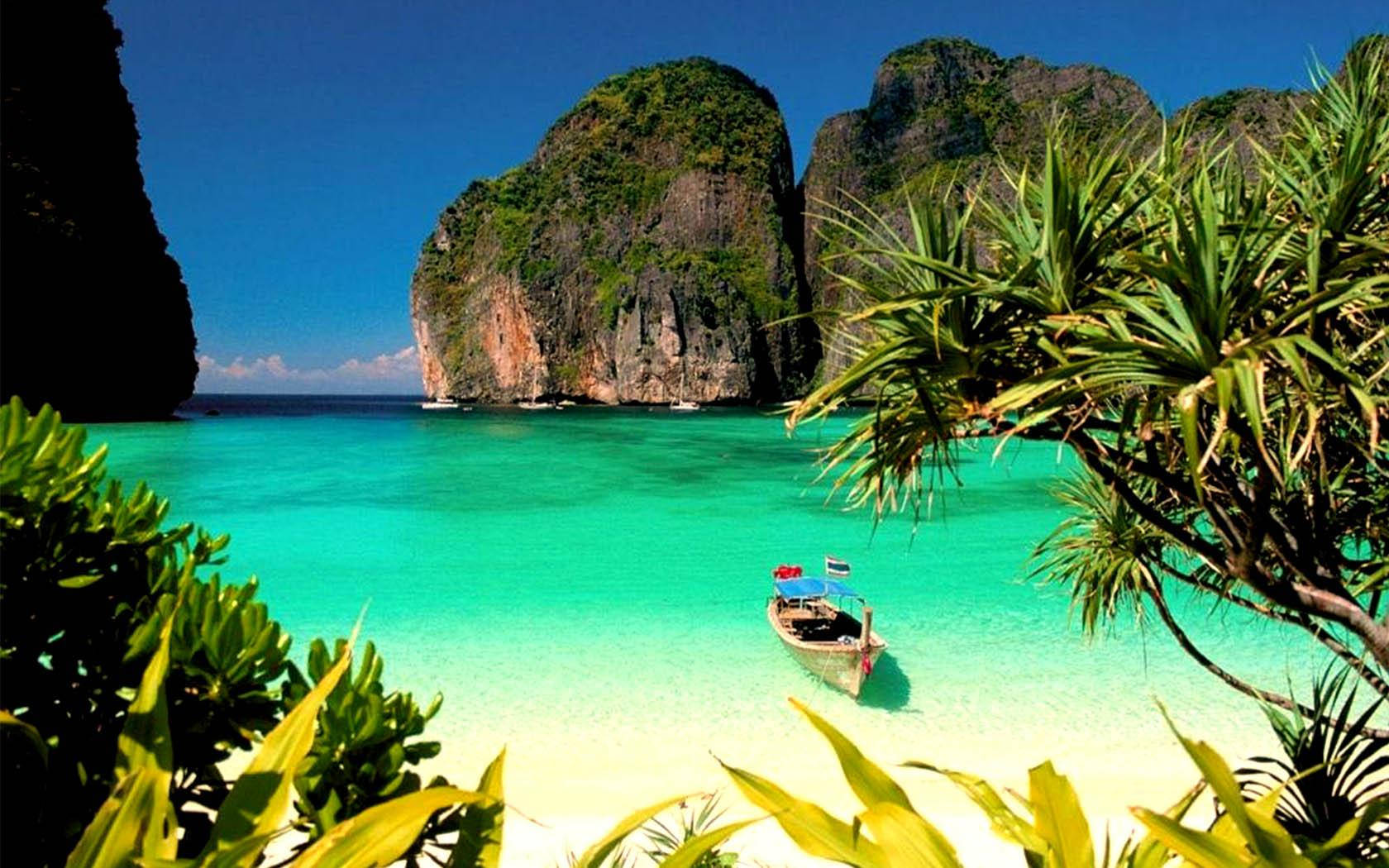 Ivory Coast, longtail boat, white sand beach, HD Desktop Wallpaper