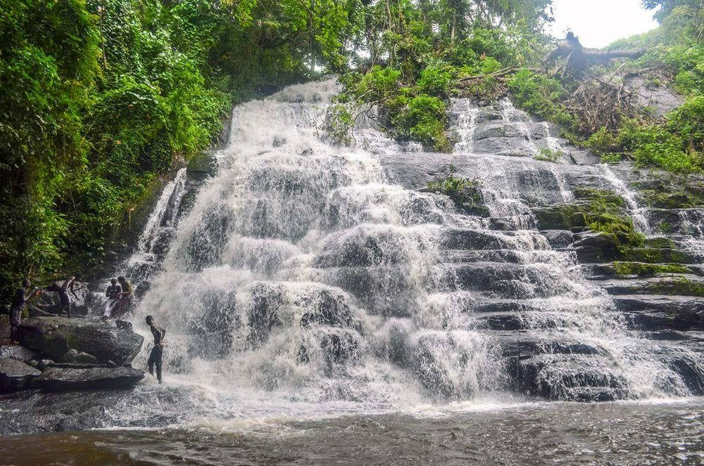 Ivory Coast, waterfalls, mossy rocks, SD Desktop Wallpaper