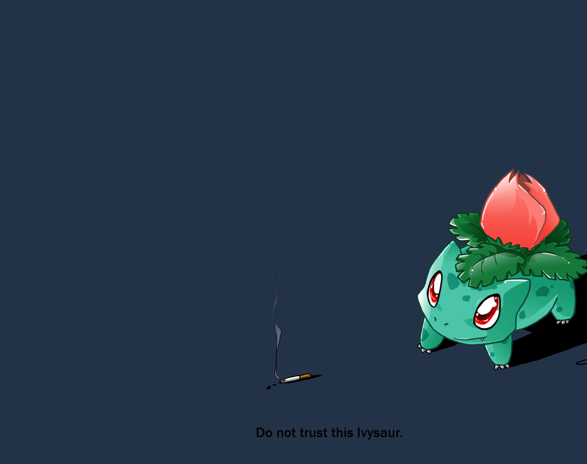 Ivysaur, cigarette, dark blue background, Full HD Desktop Wallpaper