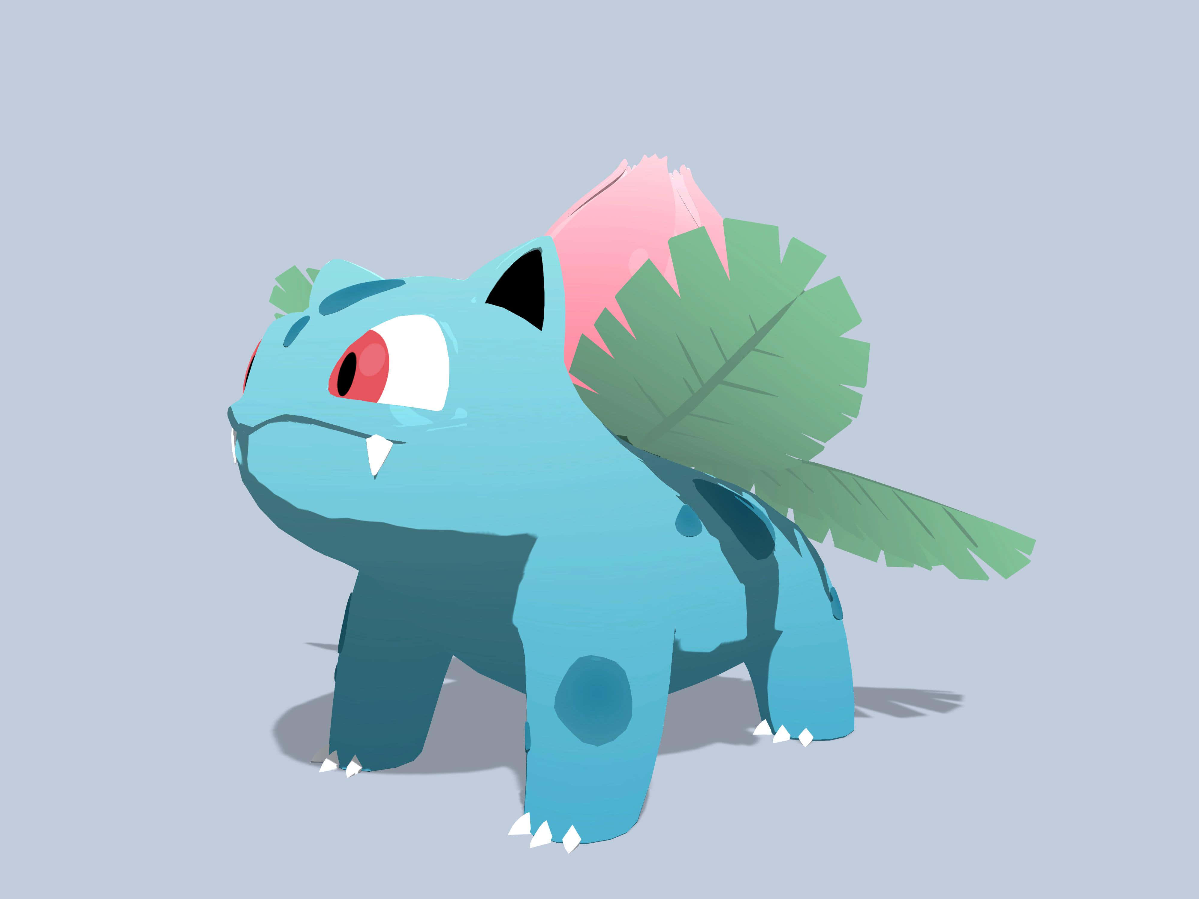 Ivysaur, blue, green leaf, 4K Desktop Wallpaper