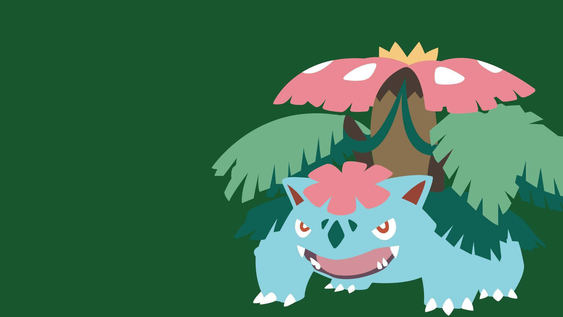 Ivysaur, blue, pink flowers, Full HD Desktop Wallpaper