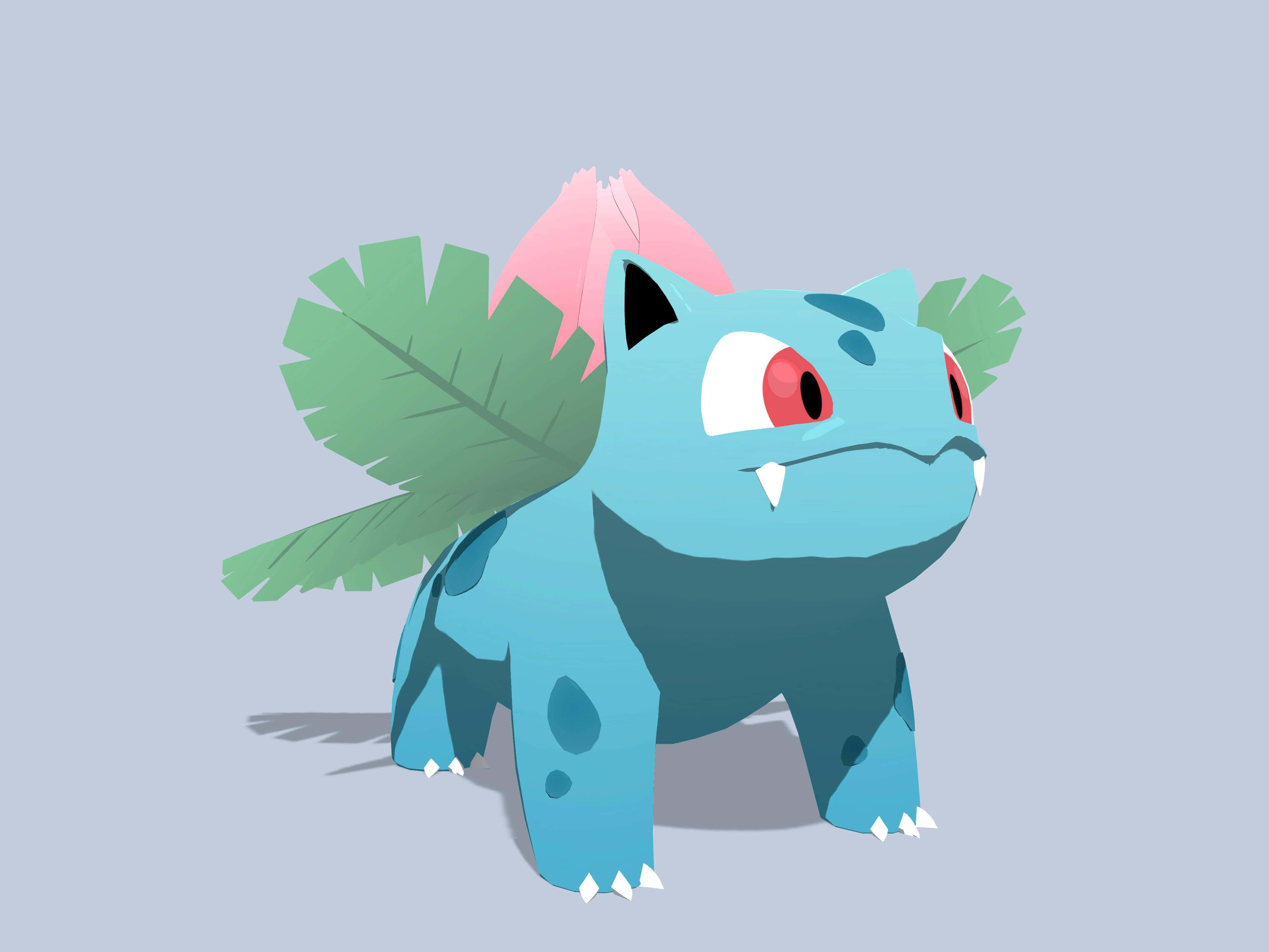 Ivysaur, blue, green leaf, 4K Desktop Wallpaper