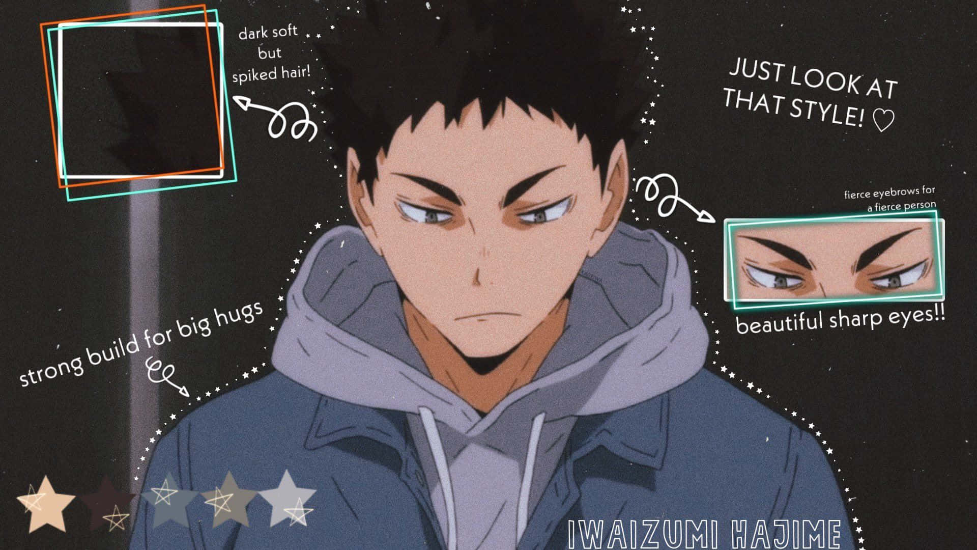 Iwaizumi Hajime, dark spiked hair, sharp eyes, Full HD Desktop Wallpaper