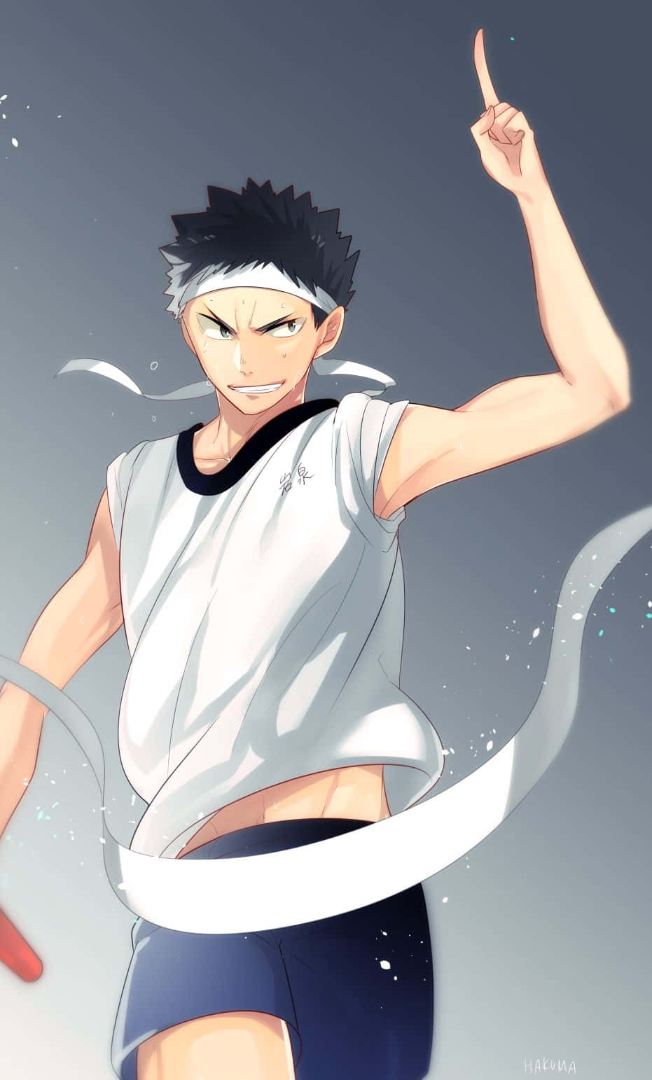 Iwaizumi Hajime, white jersey, headband, HD Phone Wallpaper
