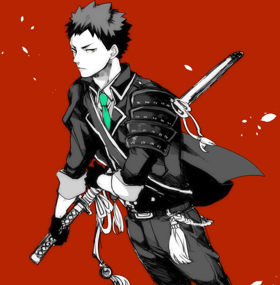 Iwaizumi Hajime, black armor, green tie, SD Phone Wallpaper