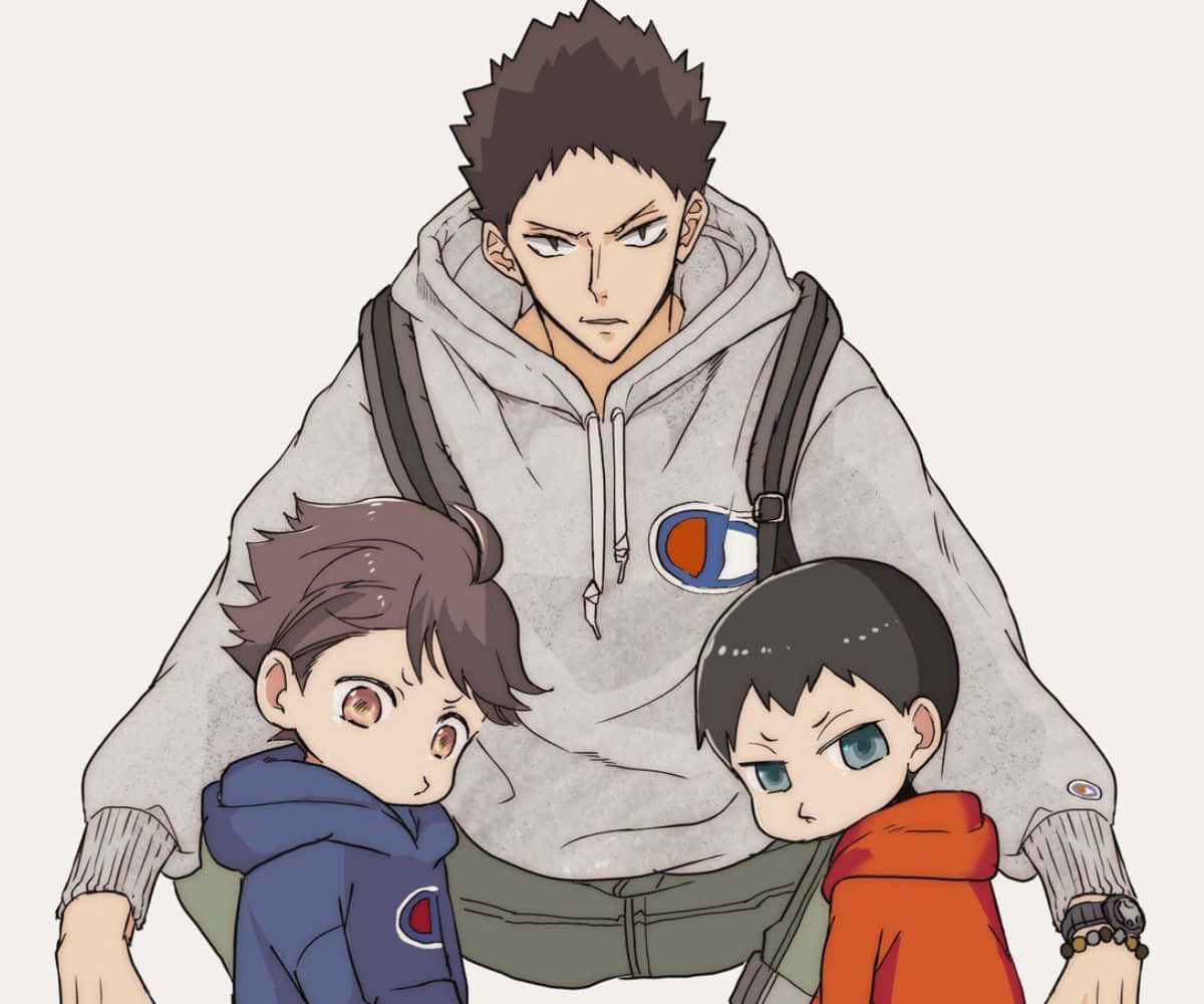 Iwaizumi Hajime, grey hoodie, blue hoodie, SD Desktop Wallpaper