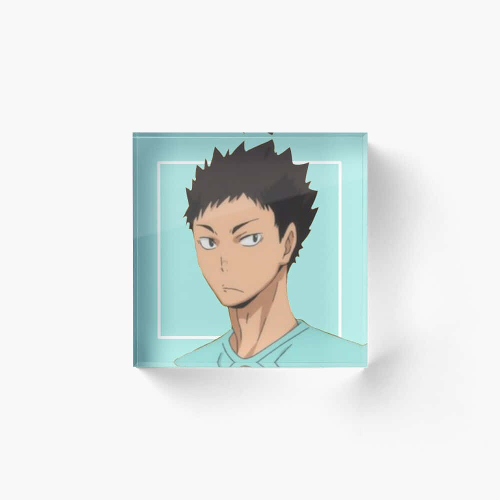 Iwaizumi Hajime, acrylic block, light blue background, SD Desktop Wallpaper