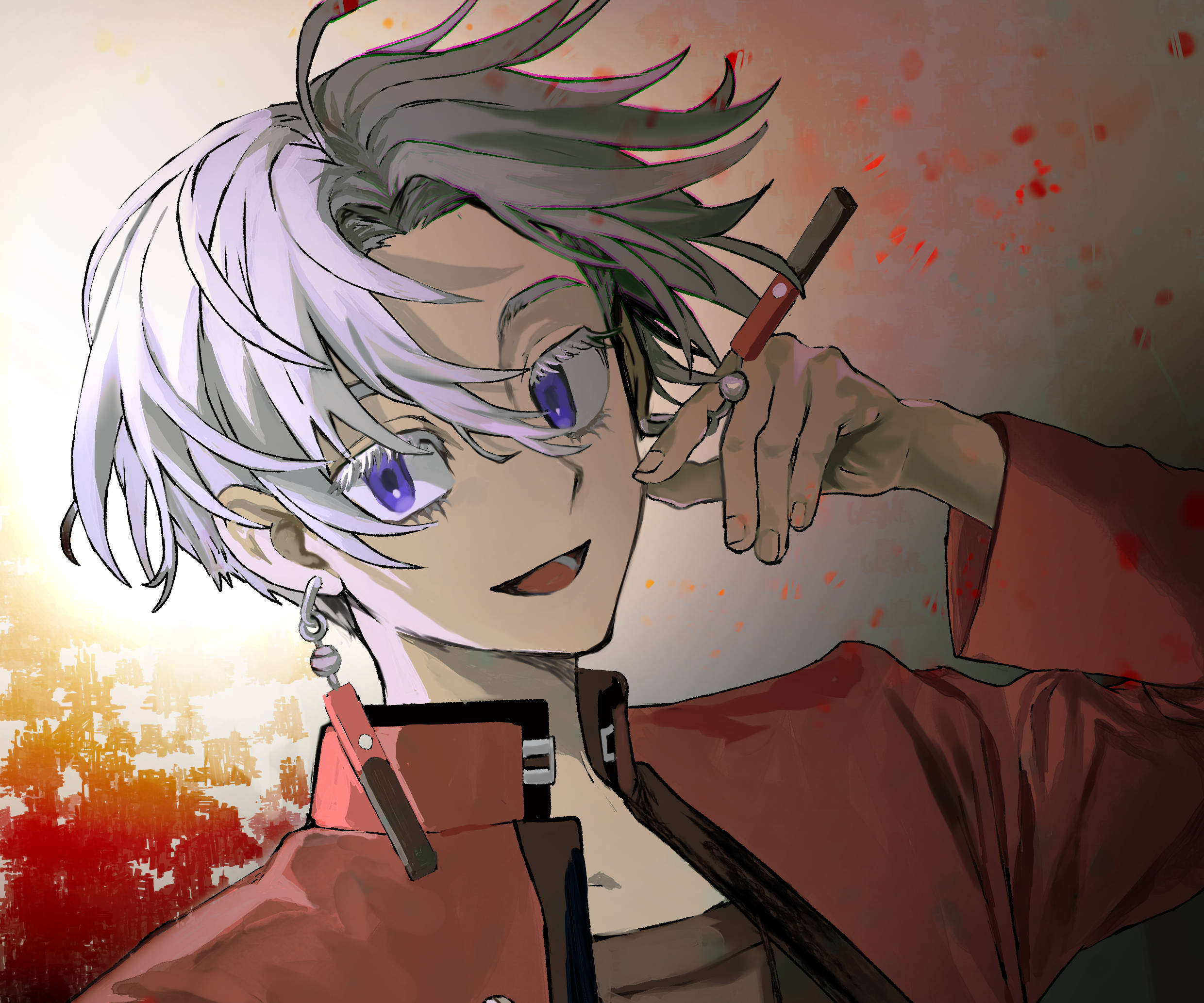 Izana Kurokawa, silver-haired, purple eyes, Full HD Desktop Wallpaper