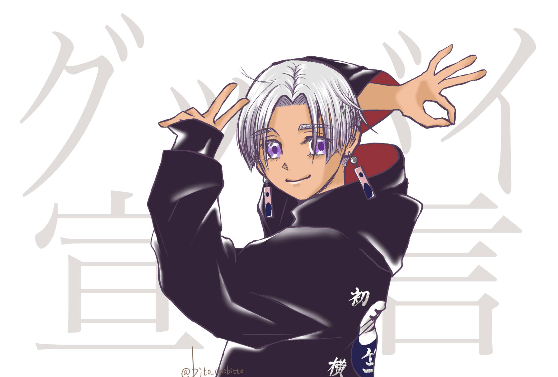Izana Kurokawa, silver hair, purple eyes, Full HD Desktop Wallpaper