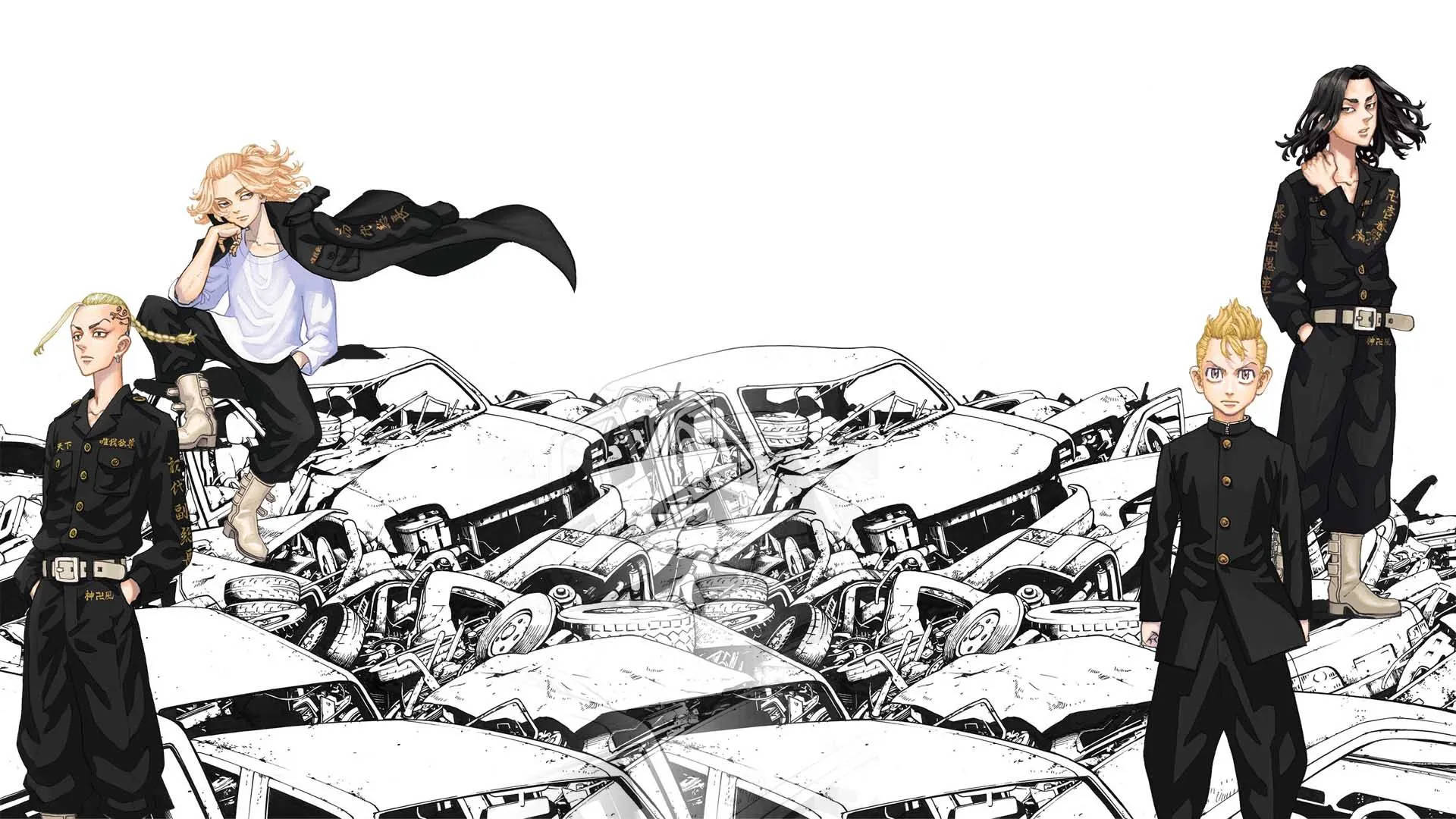Izana Kurokawa, anime characters, crushed cars, Full HD Desktop Wallpaper