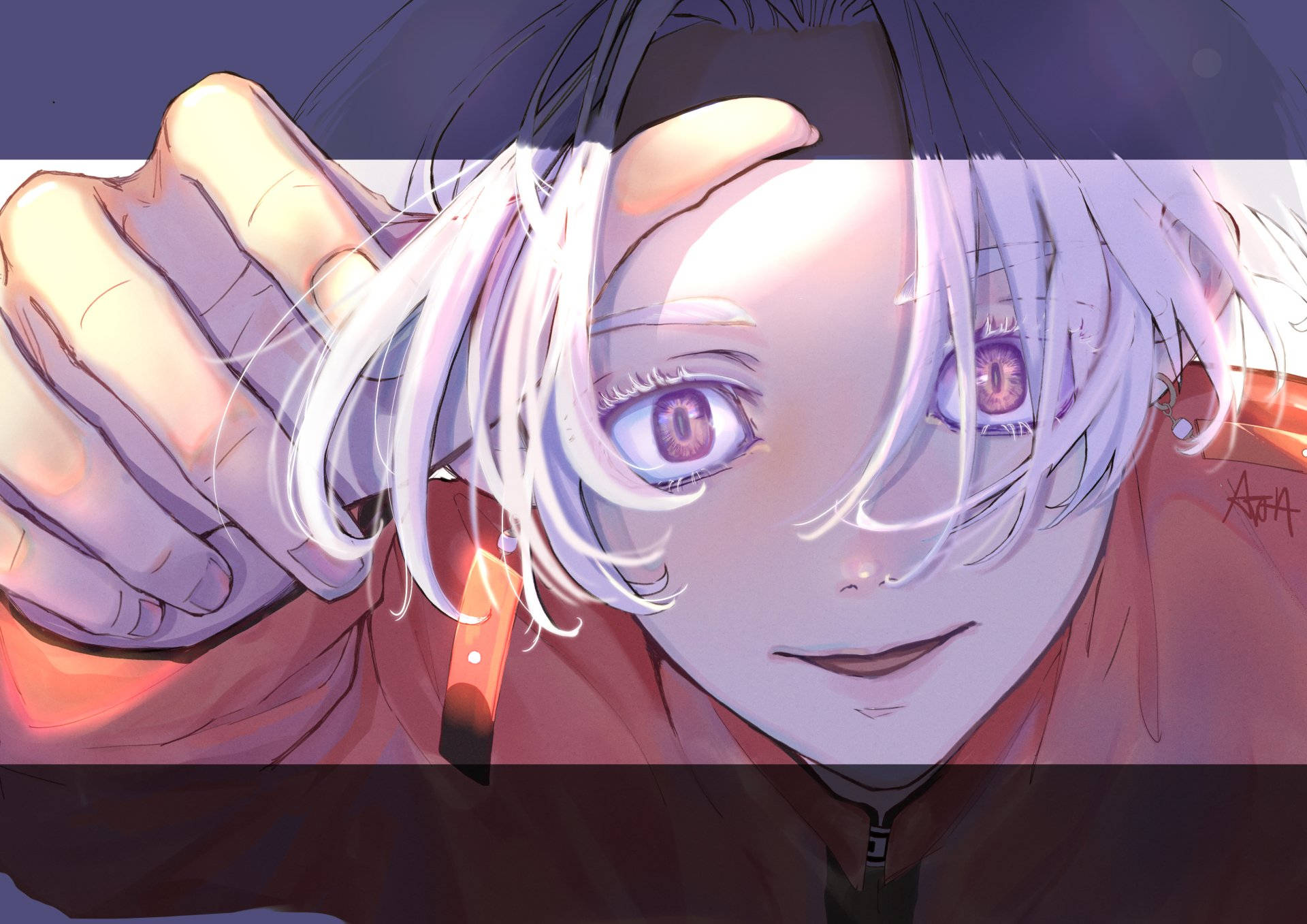 Izana Kurokawa, white hair, purple eyes, Full HD Desktop Wallpaper