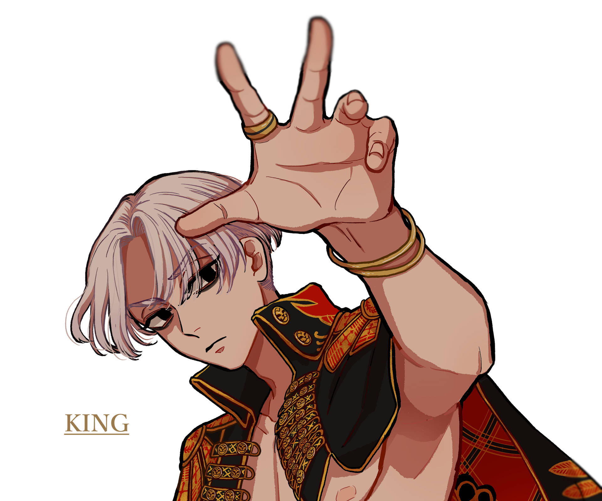 Izana Kurokawa, silver hair, ornate red gold armor, Full HD Desktop Wallpaper