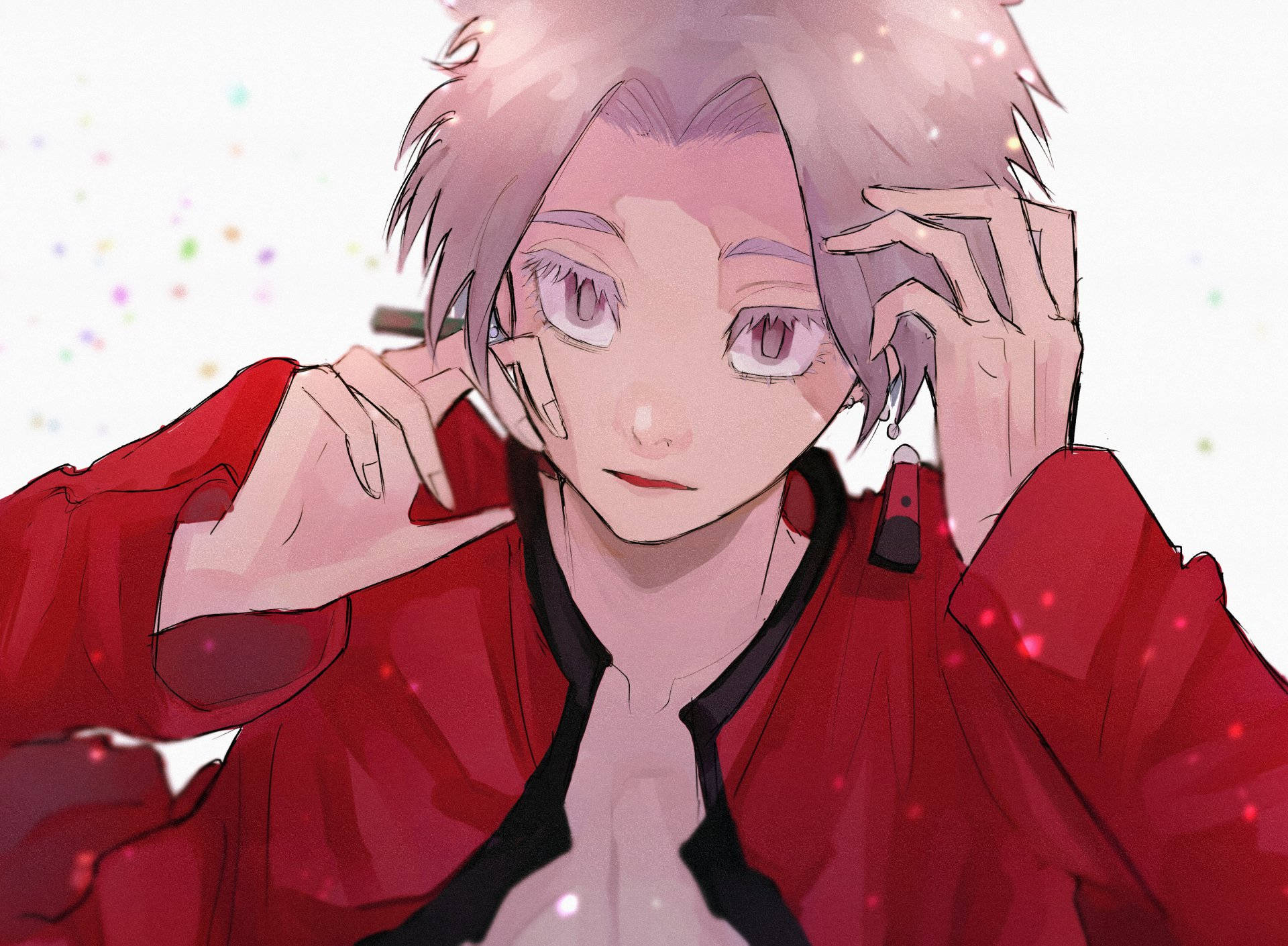 Izana Kurokawa, pink-haired, red jacket, Full HD Desktop Wallpaper