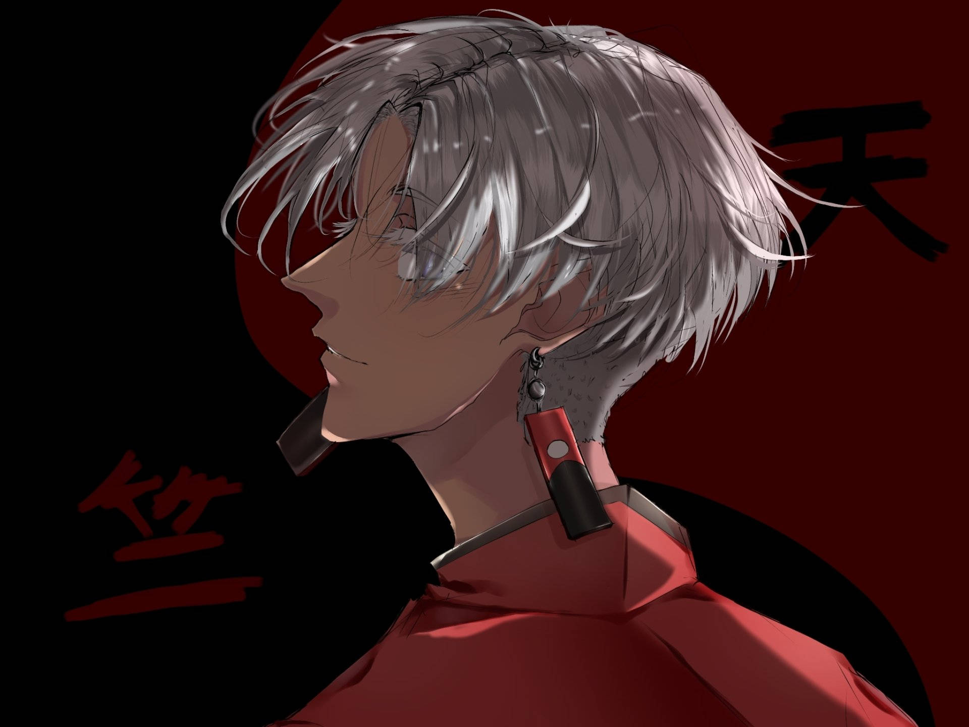 Izana Kurokawa, silver hair, red outfit, Full HD Desktop Wallpaper