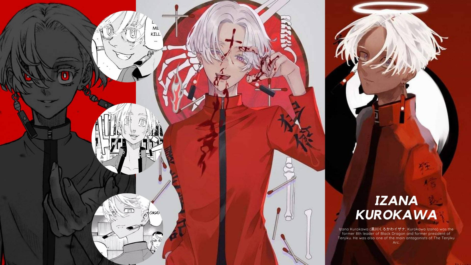 Izana Kurokawa, red eyes, white hair, Full HD Desktop Wallpaper