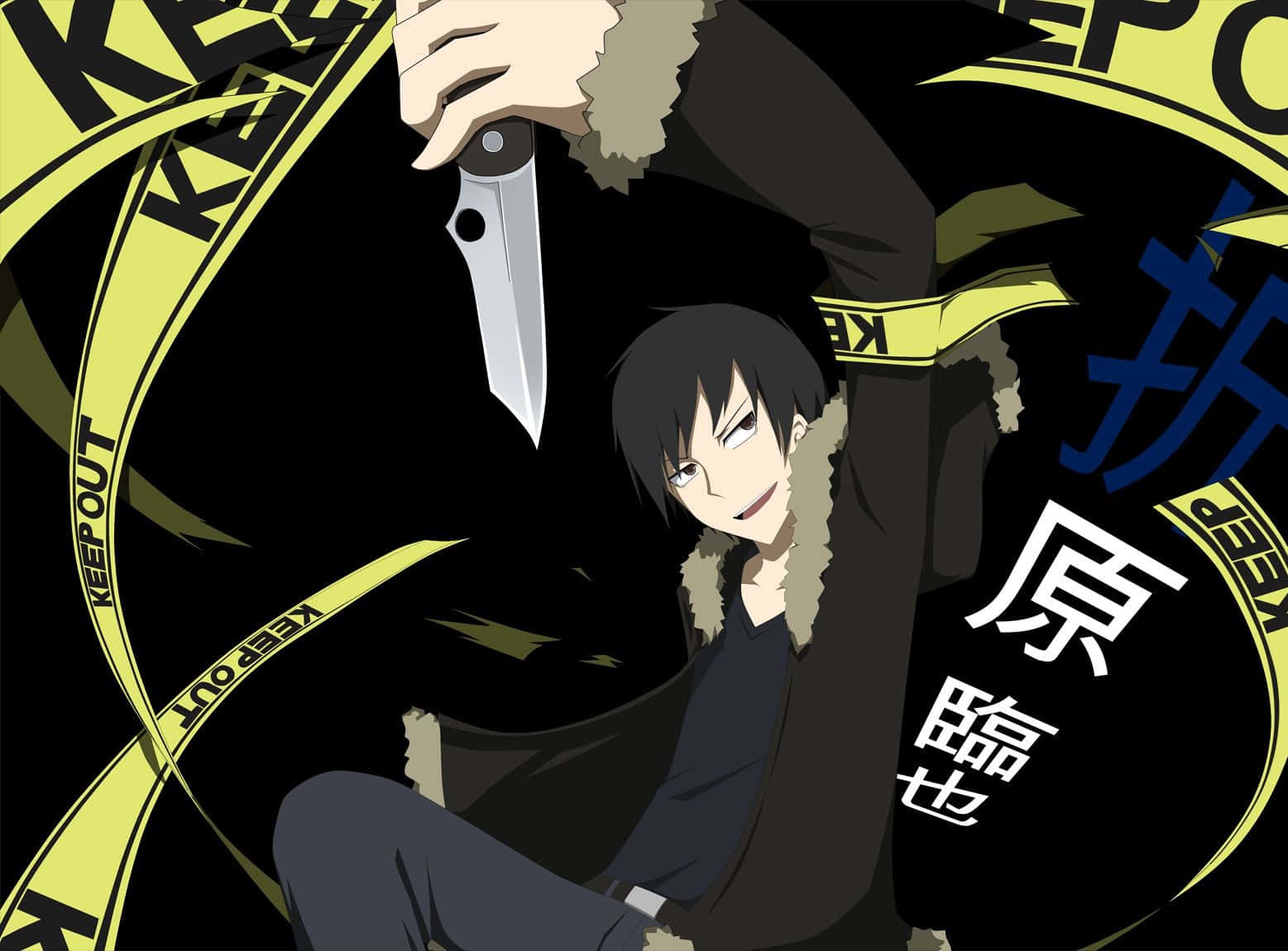 Izaya Orihara, black coat, knife, HD Desktop Wallpaper