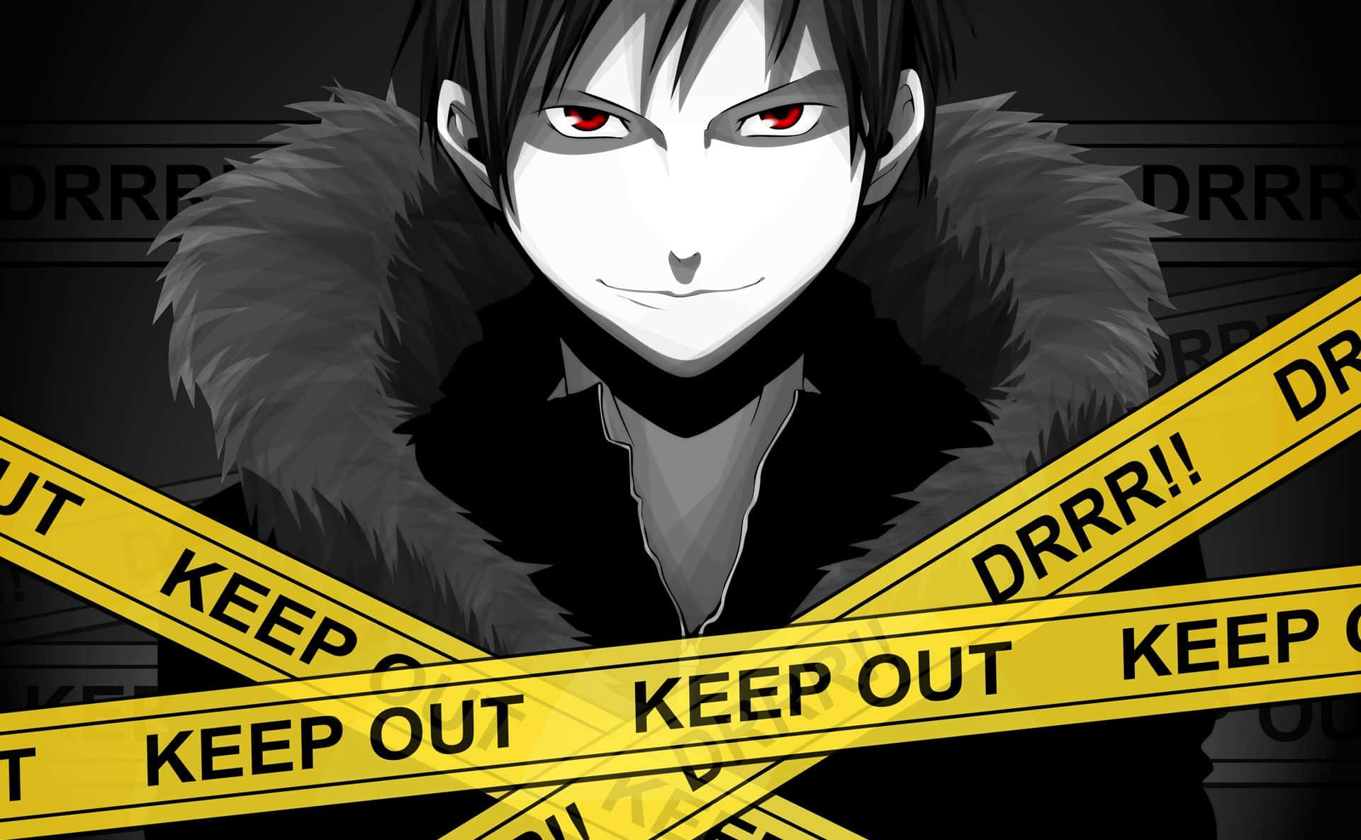 Izaya Orihara, red eyes, fur-lined coat, Full HD Desktop Wallpaper
