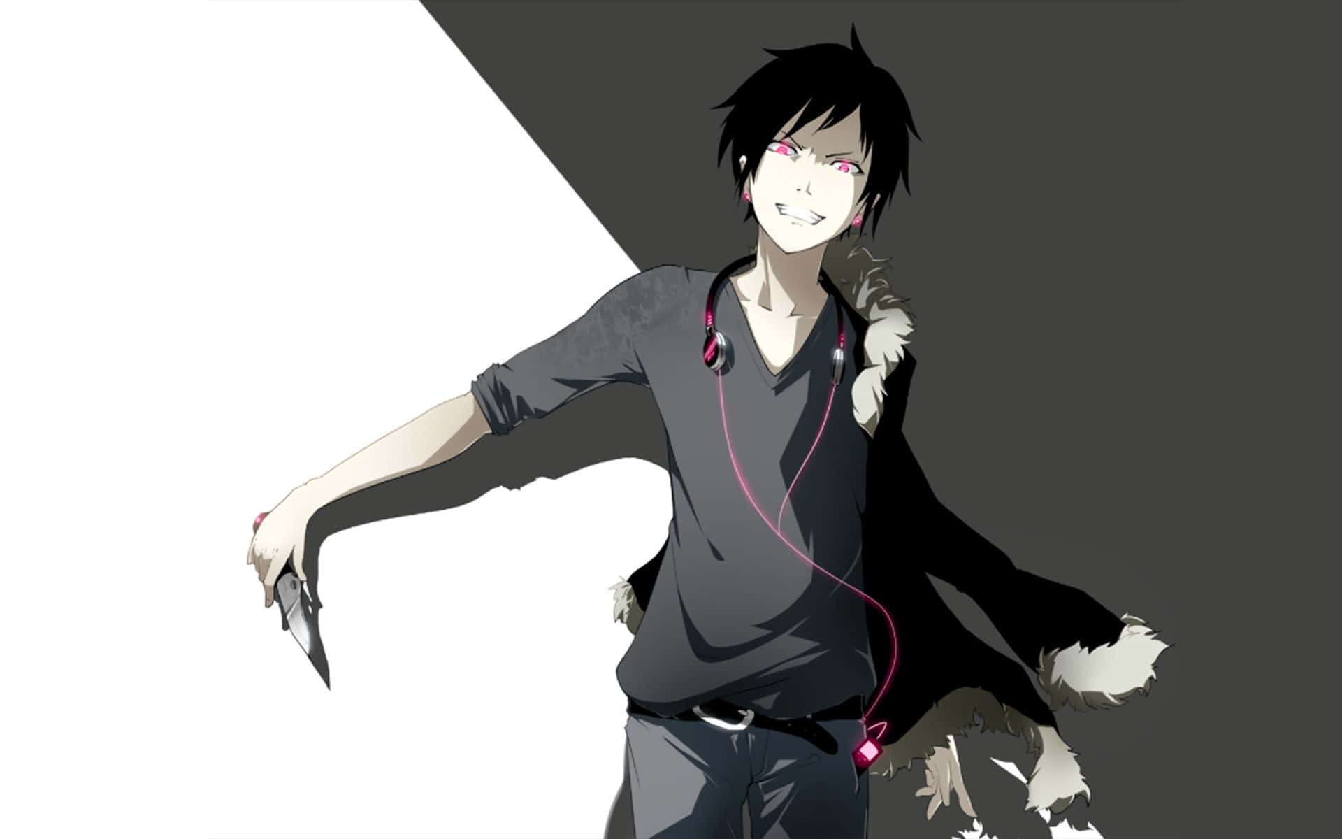 Izaya Orihara, black hair, pink eyes, Full HD Desktop Wallpaper