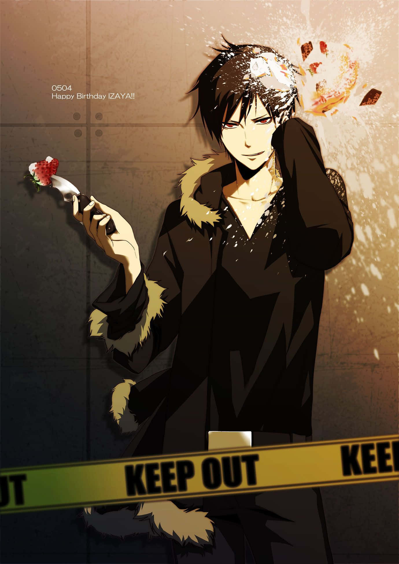 Izaya Orihara, black coat with fur trim, rose, Full HD Phone Wallpaper