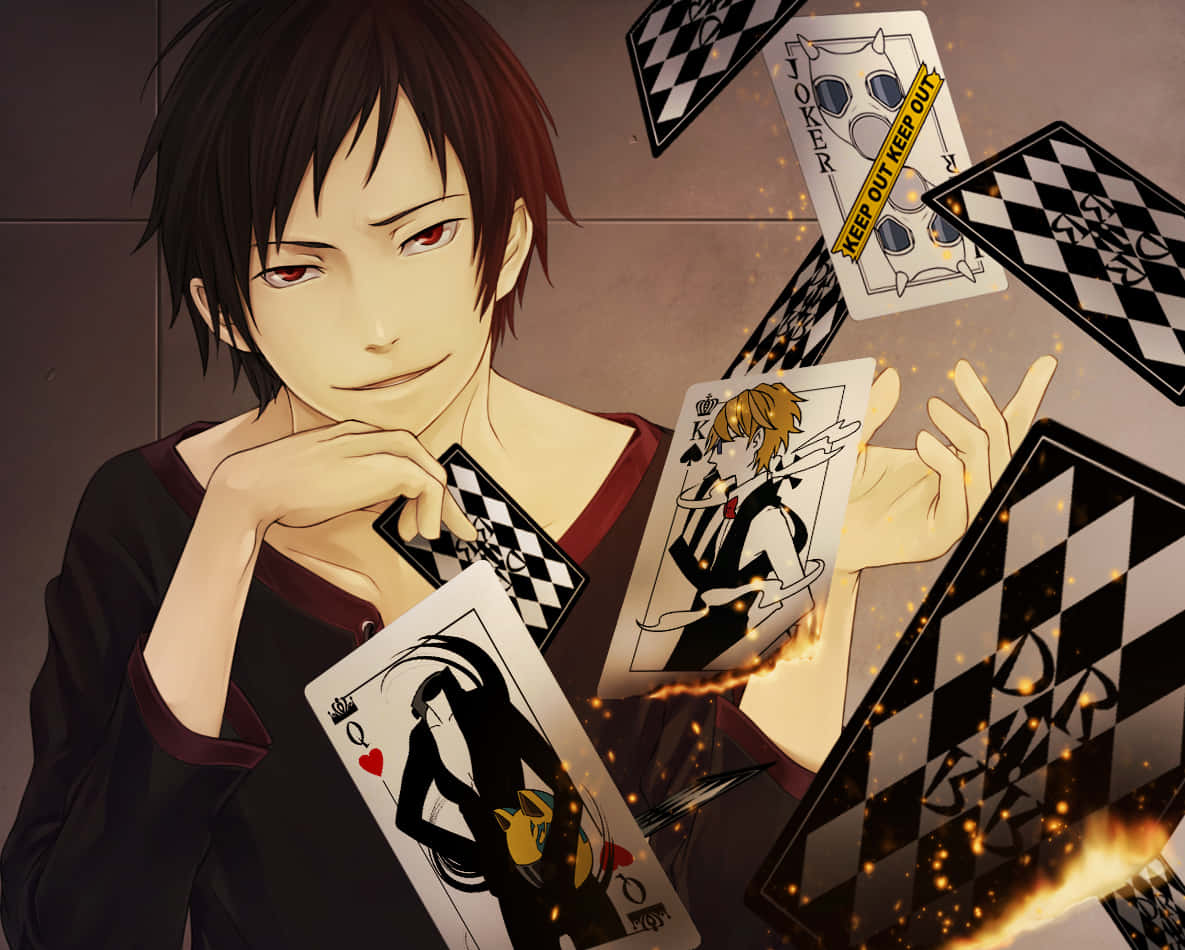 Izaya Orihara, smirking, red eyes, SD Desktop Wallpaper