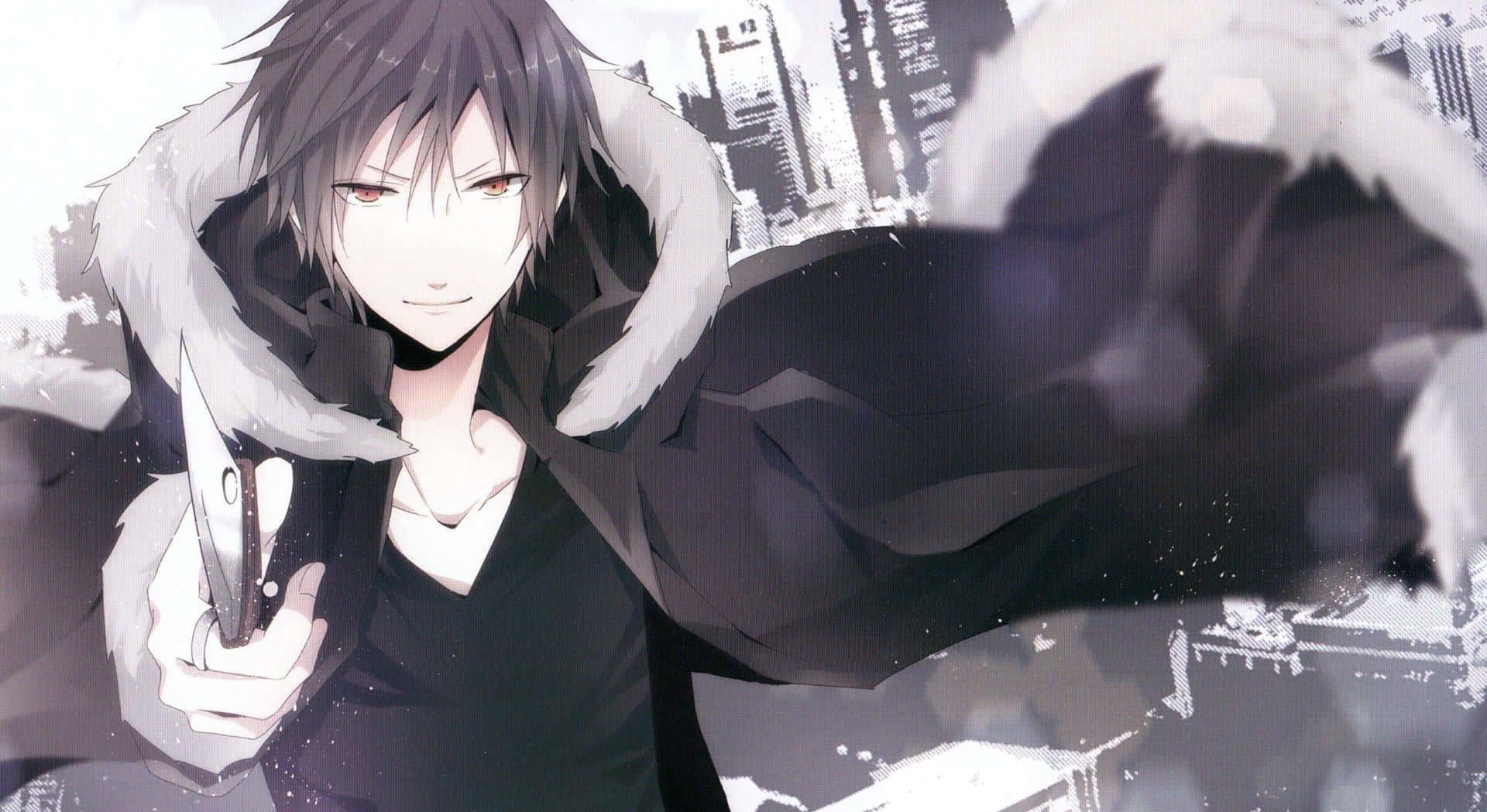 Izaya Orihara, red eyes, fur-lined coat, Full HD Desktop Wallpaper