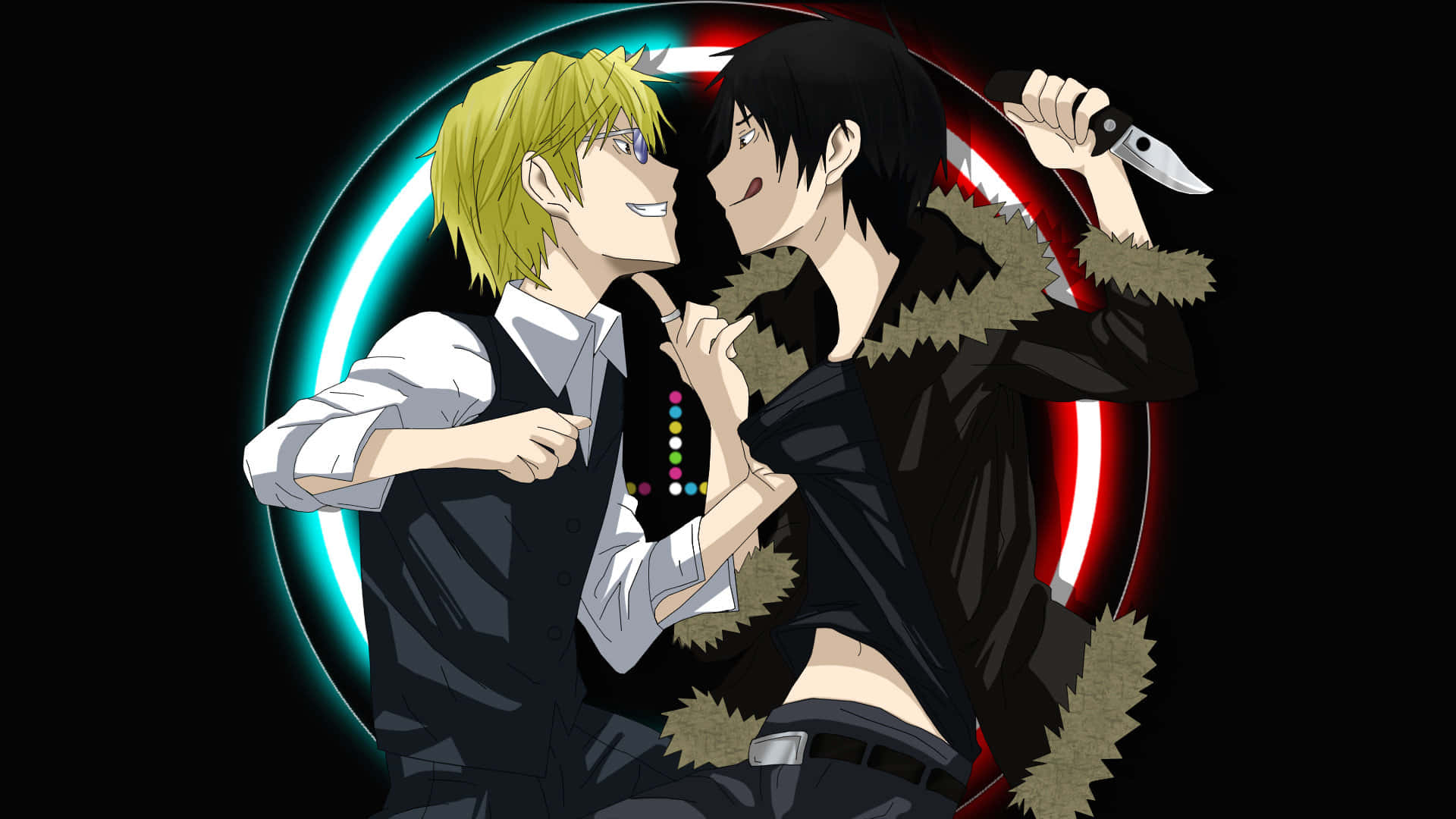 Izaya Orihara, stylish outfit, city backdrop, Full HD Desktop Wallpaper