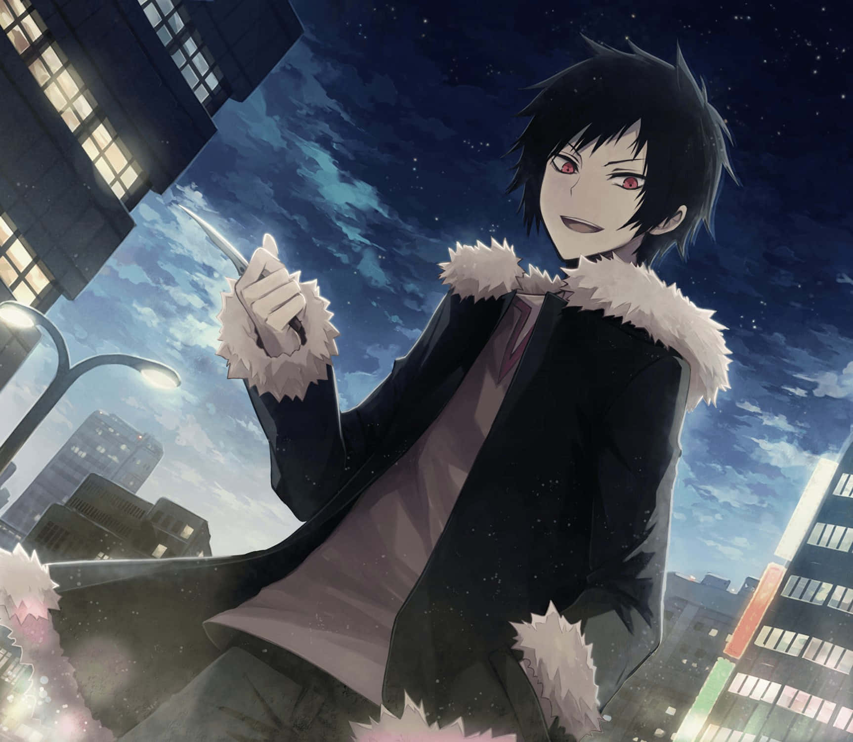 Izaya Orihara, red eyes, knife, HD Desktop Wallpaper