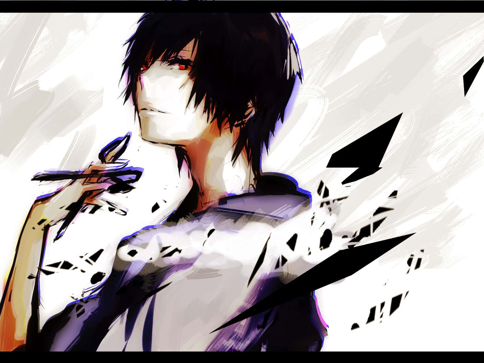 Izaya Orihara, black hair, red eyes, HD Desktop Wallpaper